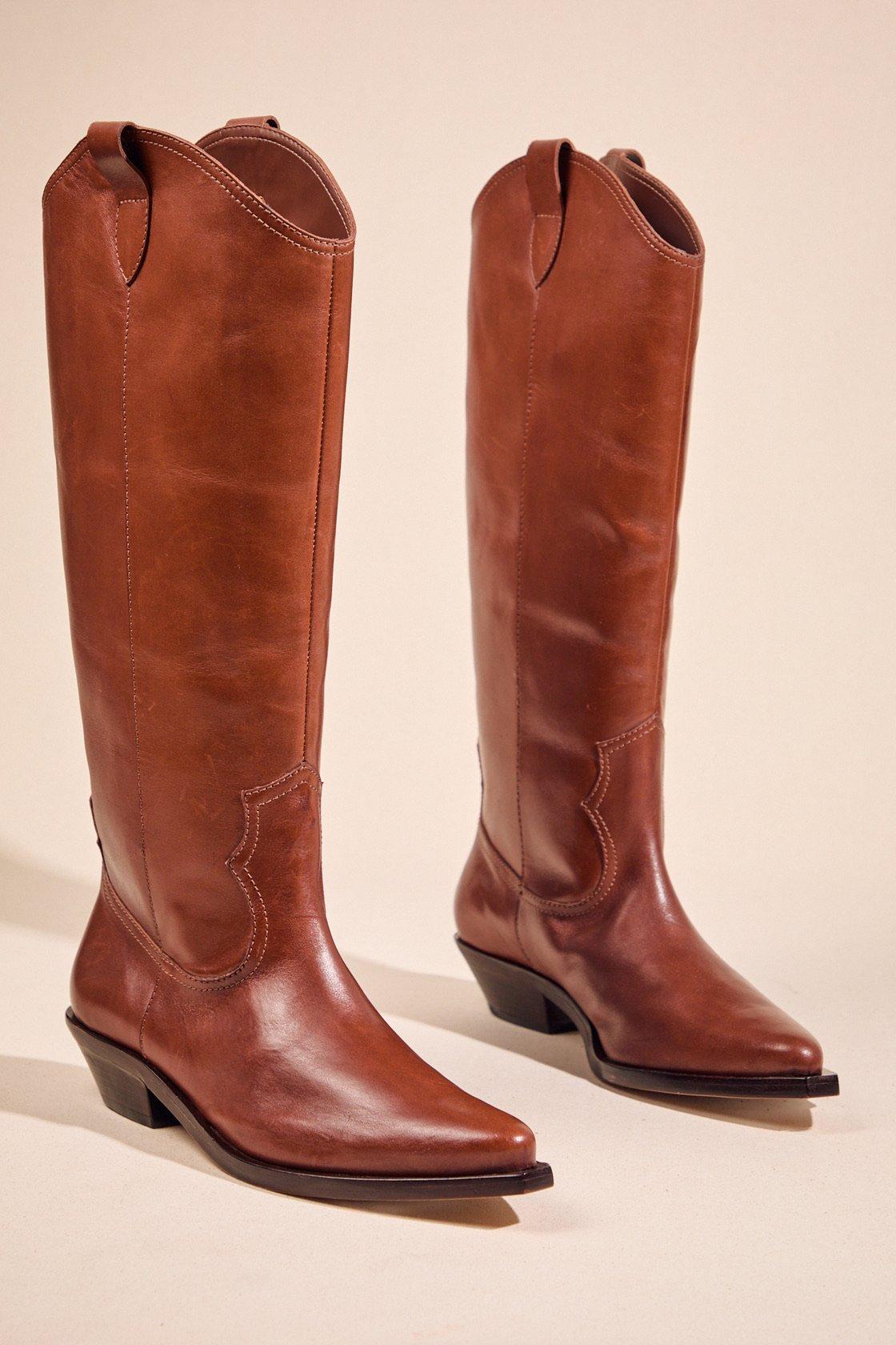 brown leather western boots