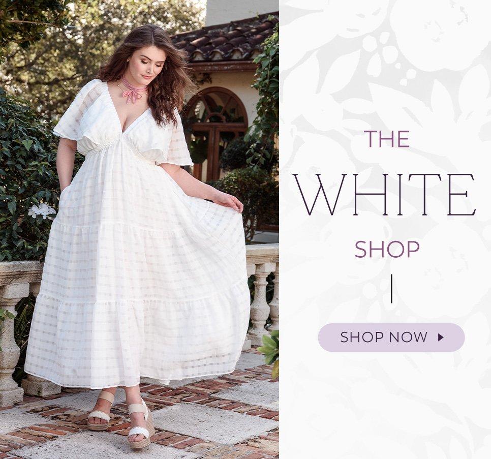 Woman wearing a white maxi dress