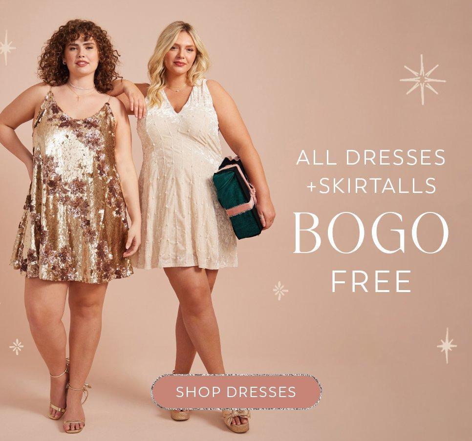Two women wearing dresses
