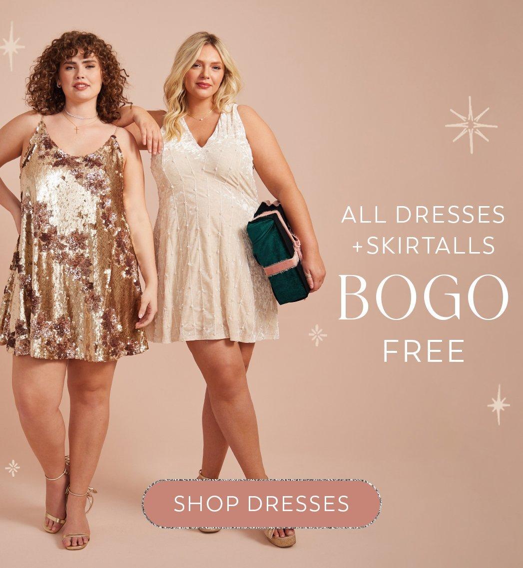 Two women wearing dresses
