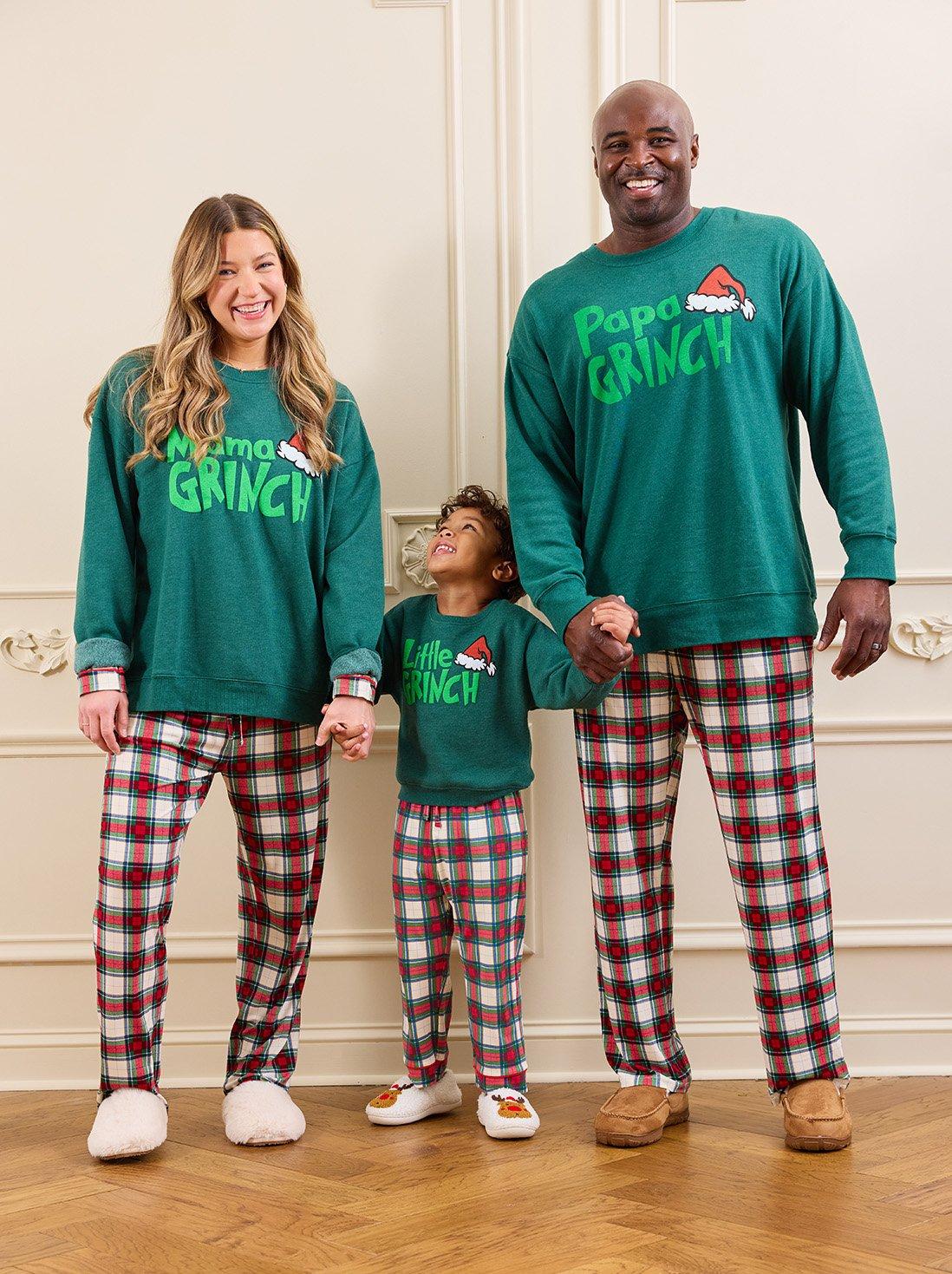 matching grinch themed pajamas for family