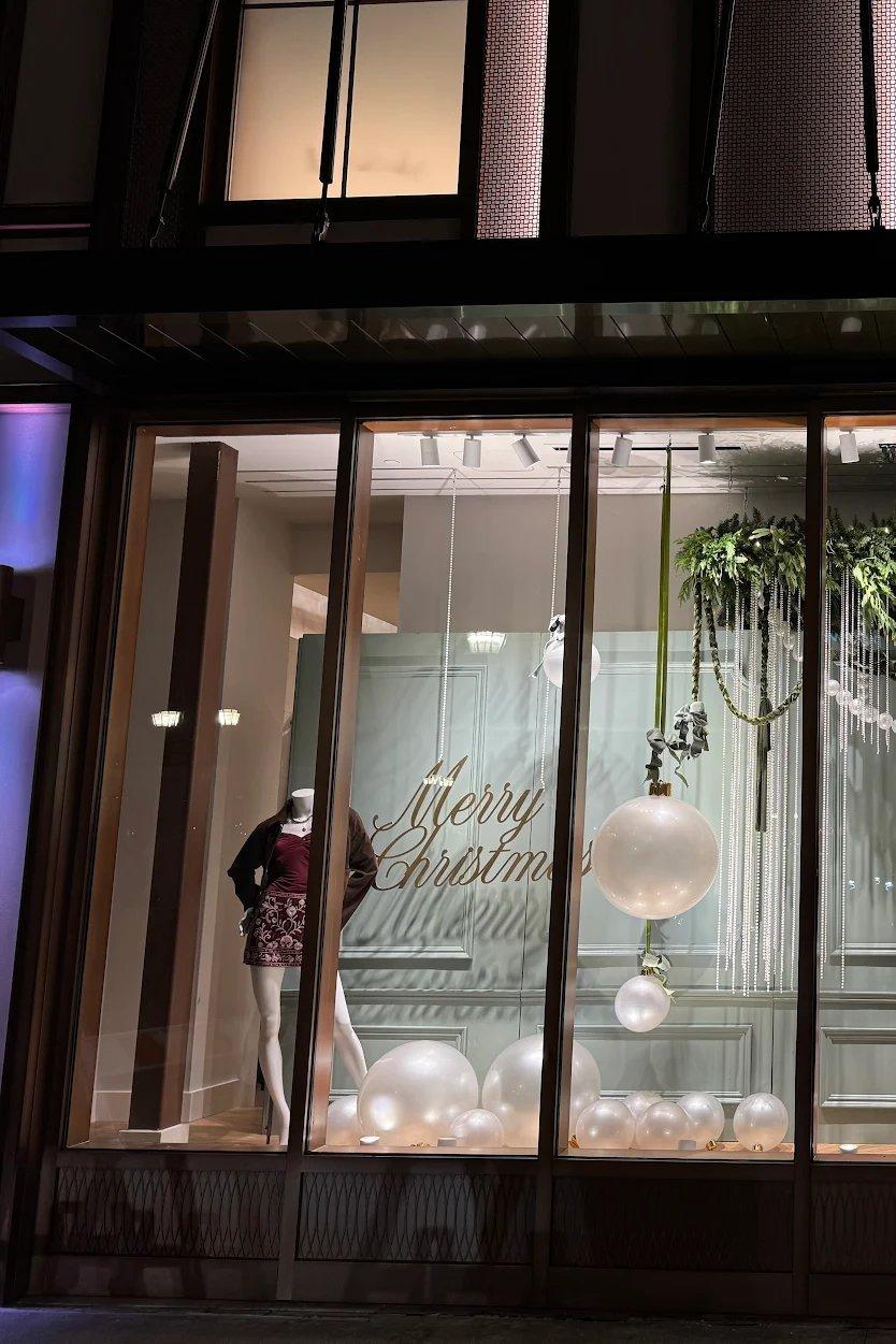 North Hills storefront at night