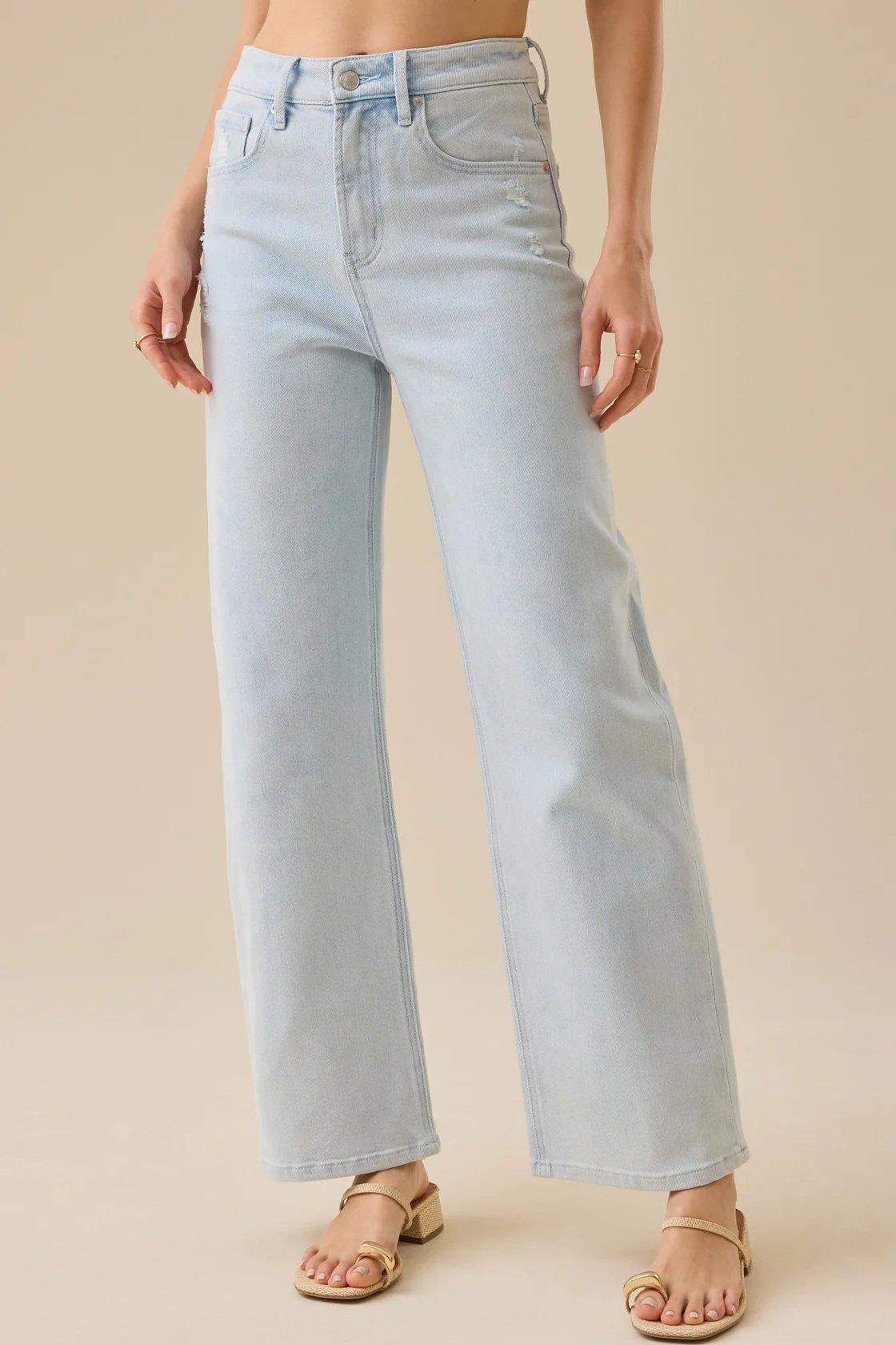light wash straight leg jeans