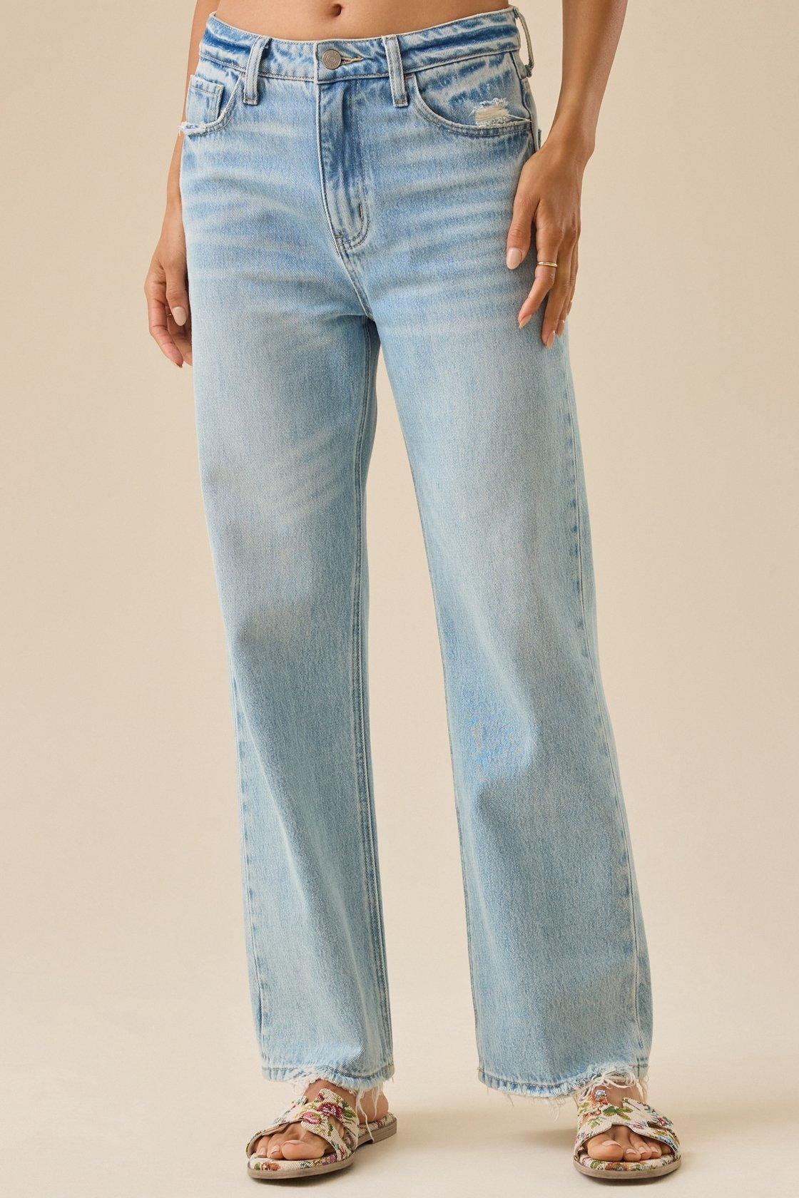 light wash straight leg jeans