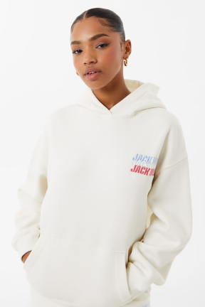 Jack & Jones Originals embroidered logo hoodie in chocolate