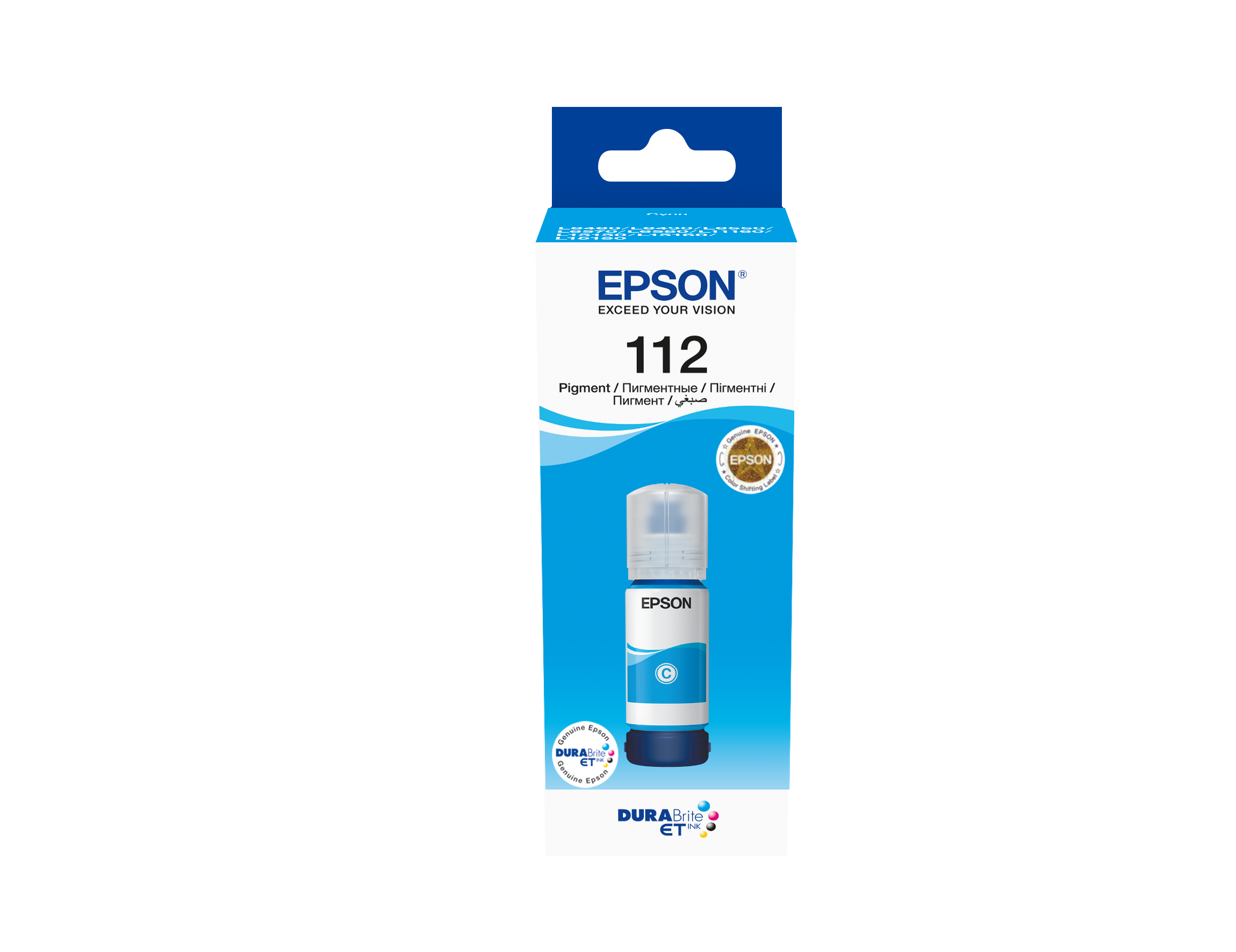 112 EcoTank Pigment Cyan ink bottle