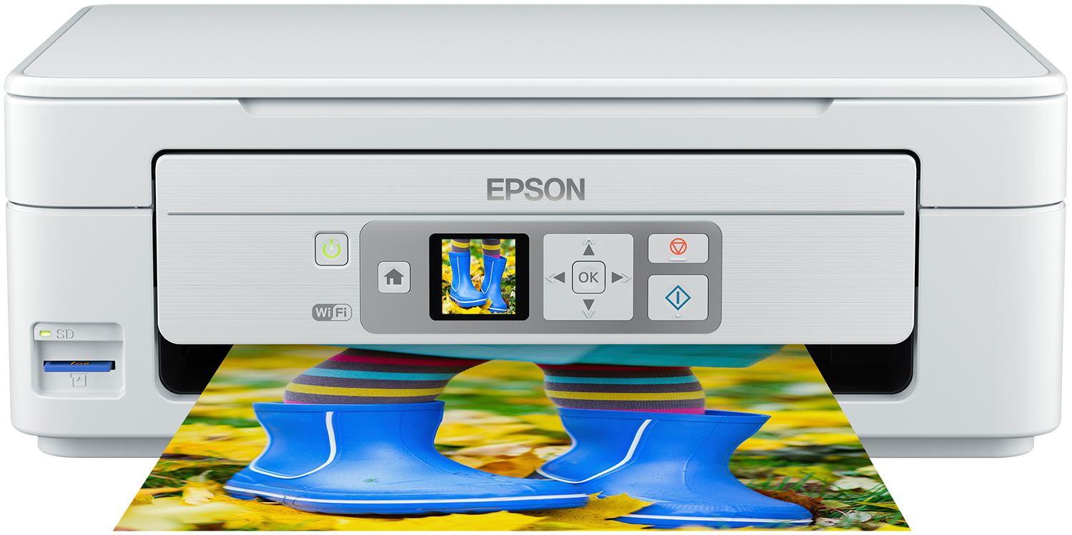 weiß Epson Expression Home XP-355 3-in-1 Tintenstrahl-Multifunktionsgerät Drucker Scanner, Kopierer, WiFi, 3,7 cm Display, Einzelpatronen, 4 Farben, DIN A4,  Dash Replenishment-fähig 
