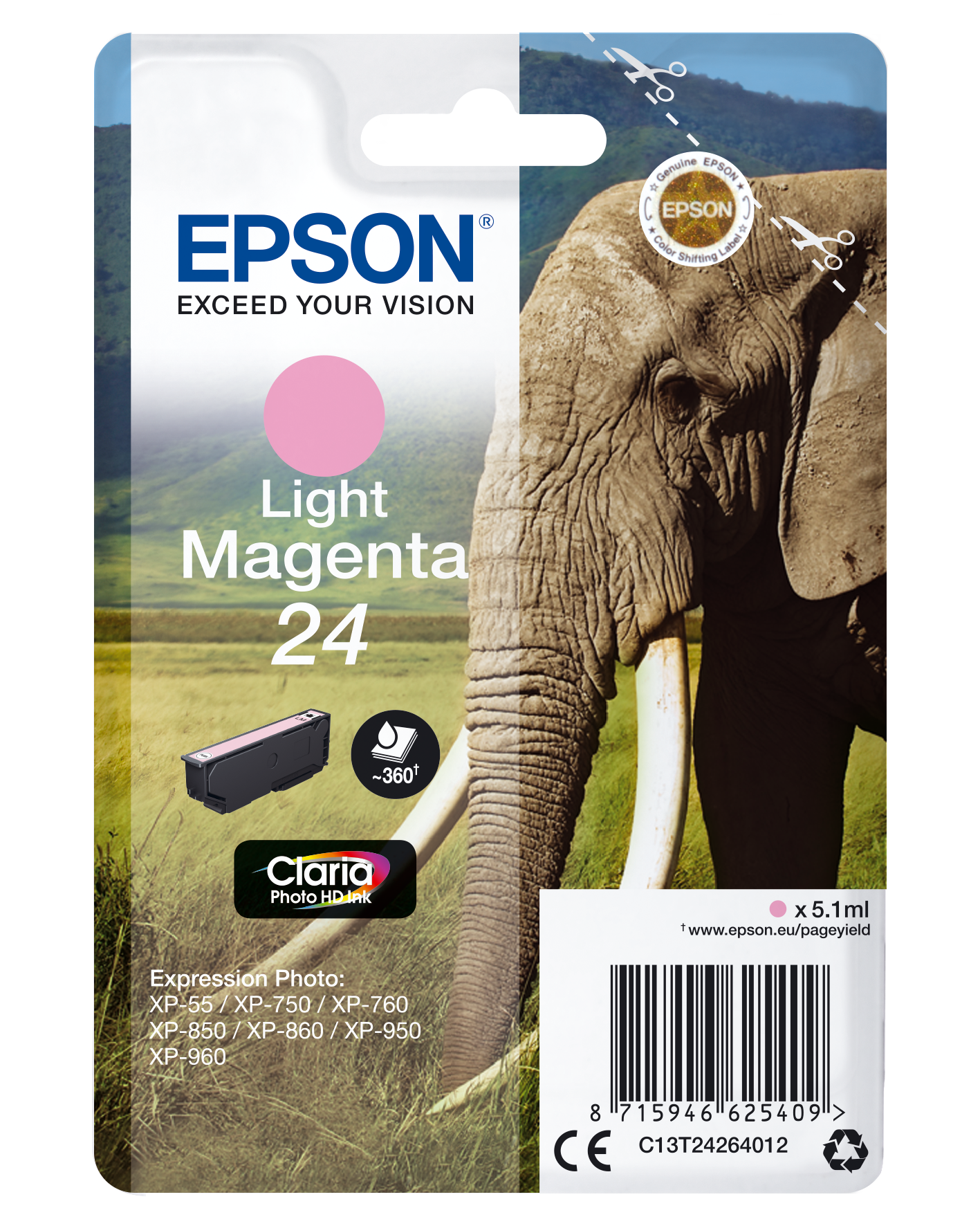 Singlepack Light Magenta 24 Claria Photo HD Ink