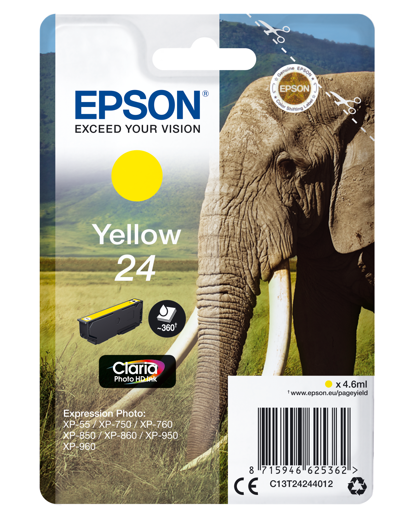 Singlepack Yellow 24 Claria Photo HD Ink