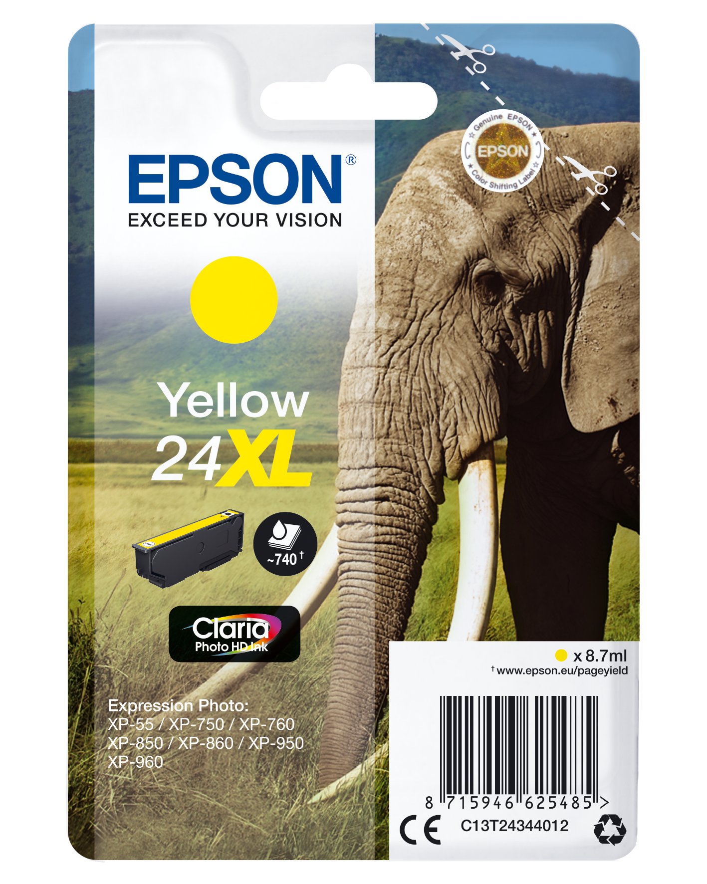 Singlepack Yellow 24XL Claria Photo HD Ink