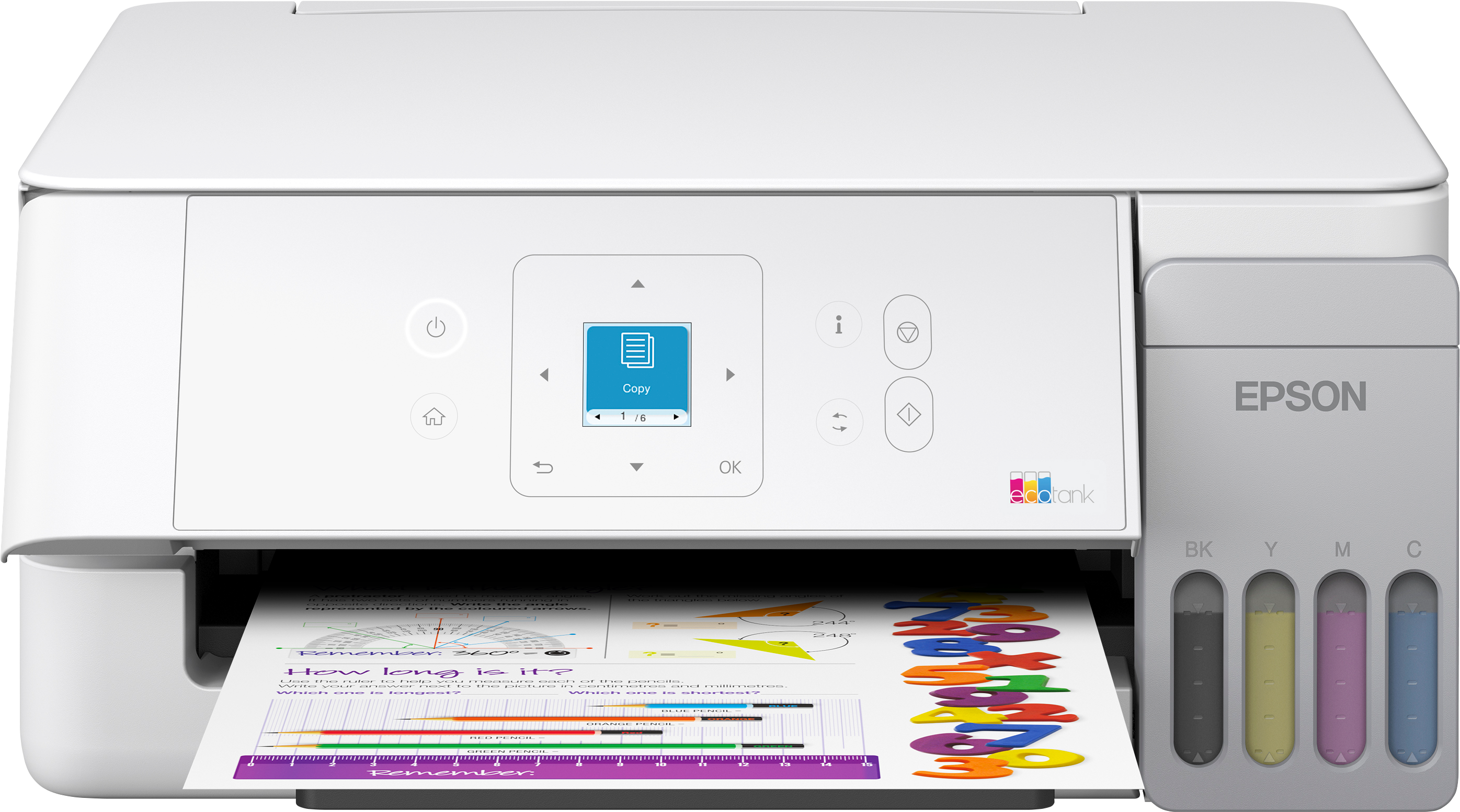 EcoTank ET-2926 A4-Multifunktions-Wi-Fi- und AirPrint Tintentankdrucker, mit einem LC-Display und einem im Lieferumfang enthaltenen Vorrat an Tinte für bis zu 3 Jahre