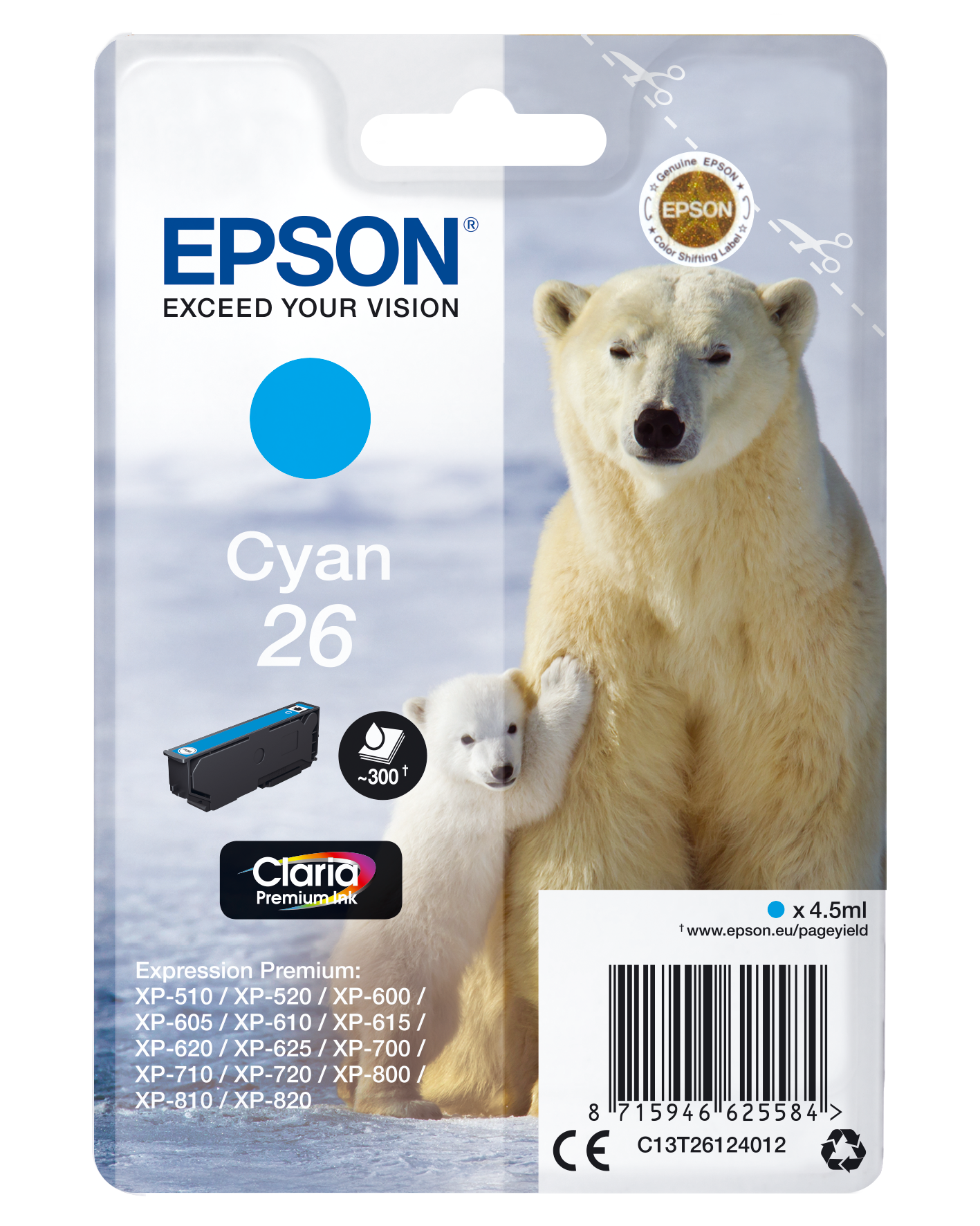 Epson | Claria & Premium Cyan Tinte Produkte 26 | | Tintenpatronen Österreich Eisbär | Tinte Papier Single