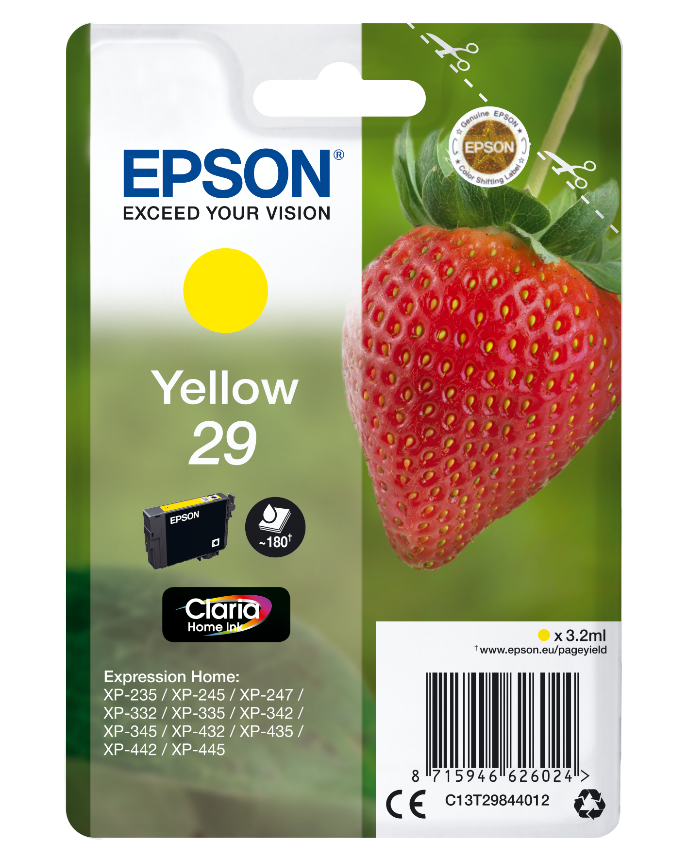 Singlepack Yellow 29 Claria Home Ink
