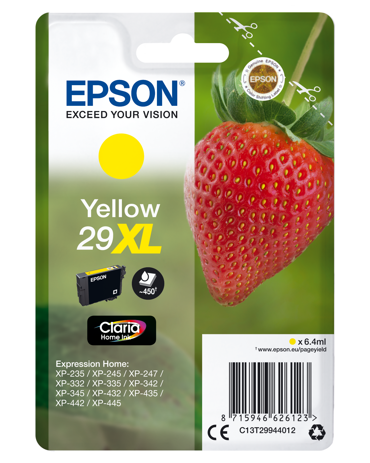 Singlepack Yellow 29XL Claria Home Ink