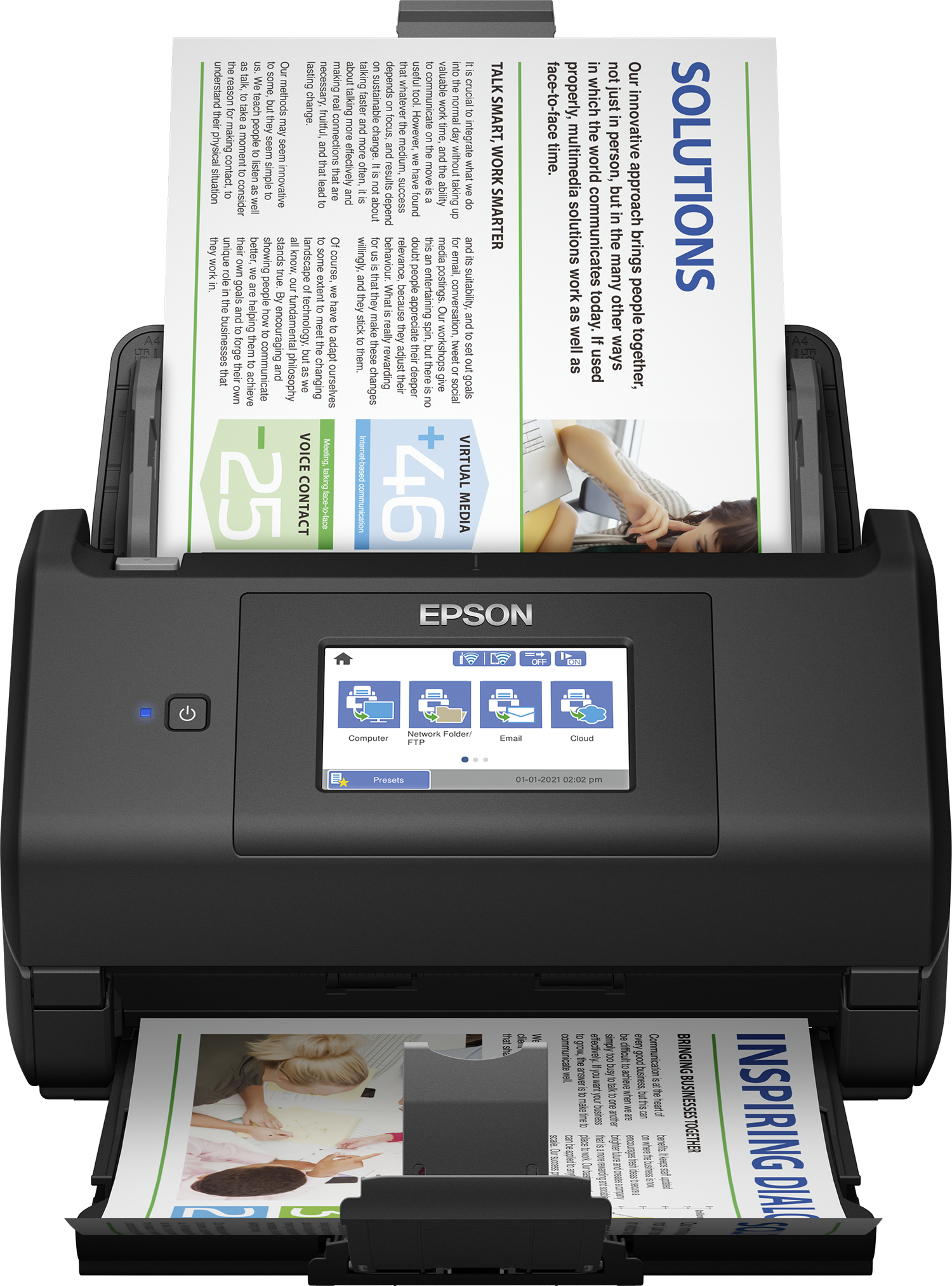 Scanner à défilement recto verso A4 WorkForce ES-580W avec Wi-Fi et écran tactile facile à utiliser