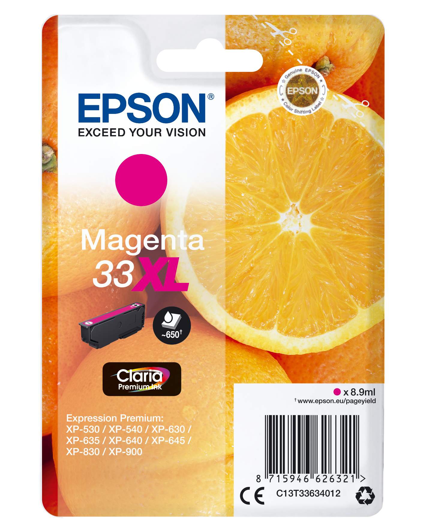 Singlepack Magenta 33XL Claria Premium Ink