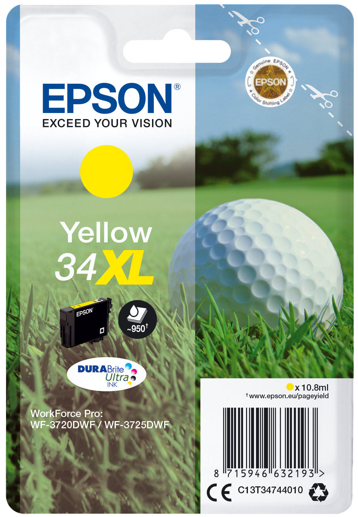 Singlepack Yellow 34XL DURABrite Ultra Ink