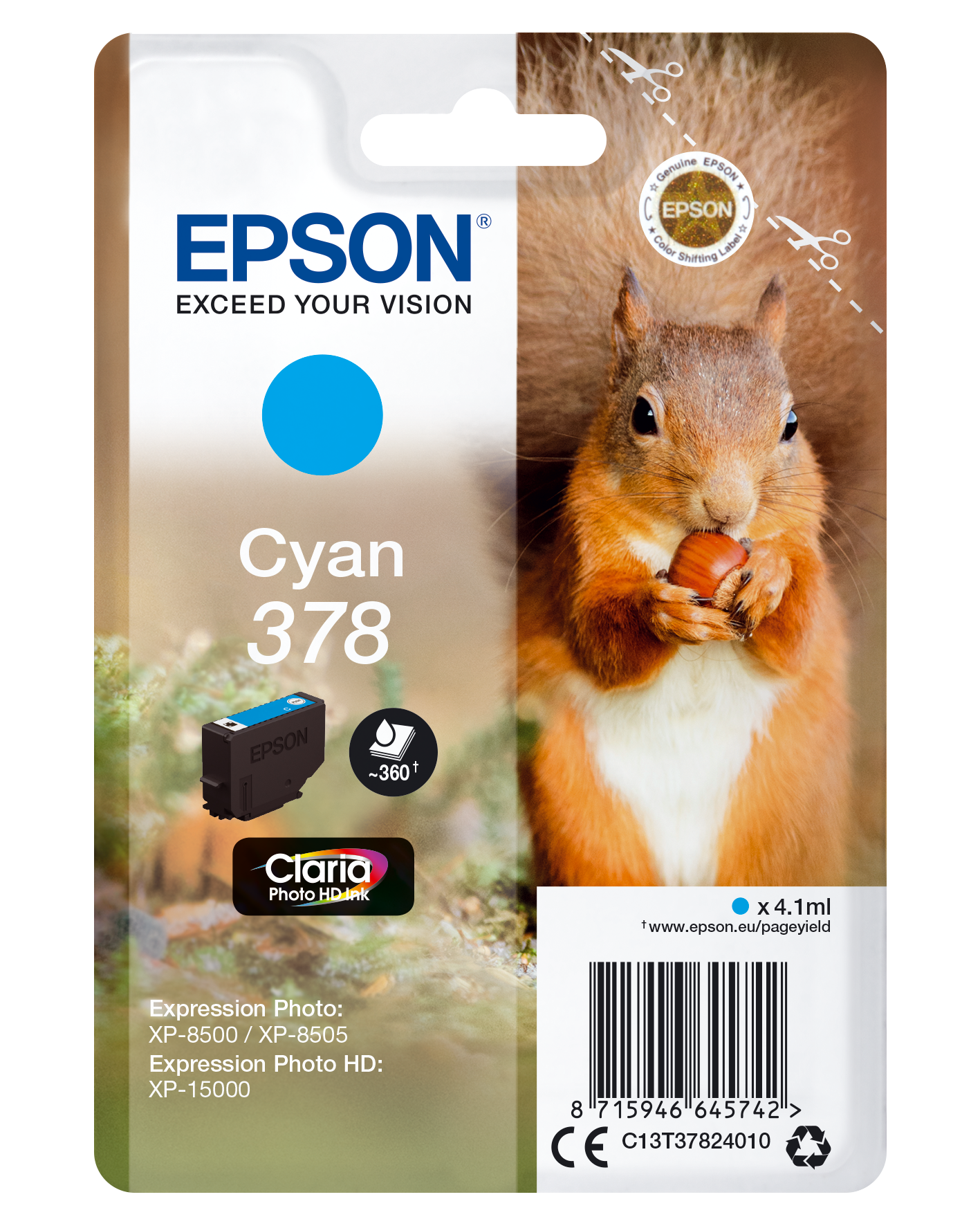 378 Squirrel Claria Photo HD Single Cyan Ink