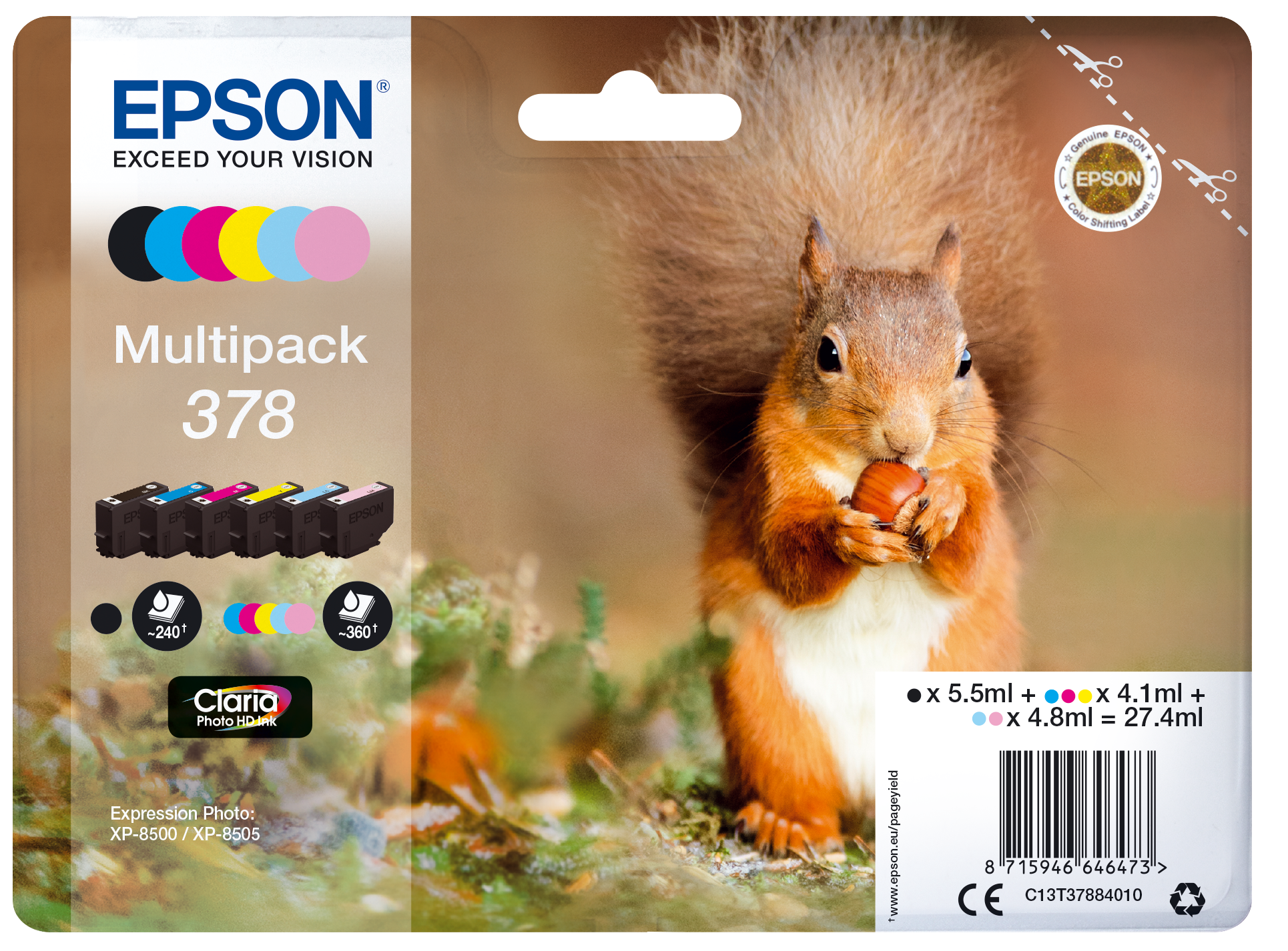 Multipack 6-colours 378 Claria Photo HD Ink