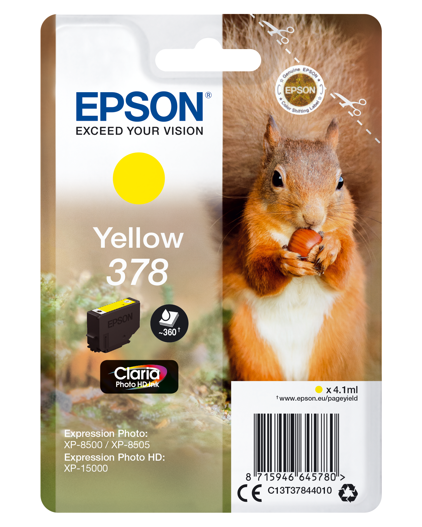 Singlepack Yellow 378 Claria Photo HD Ink