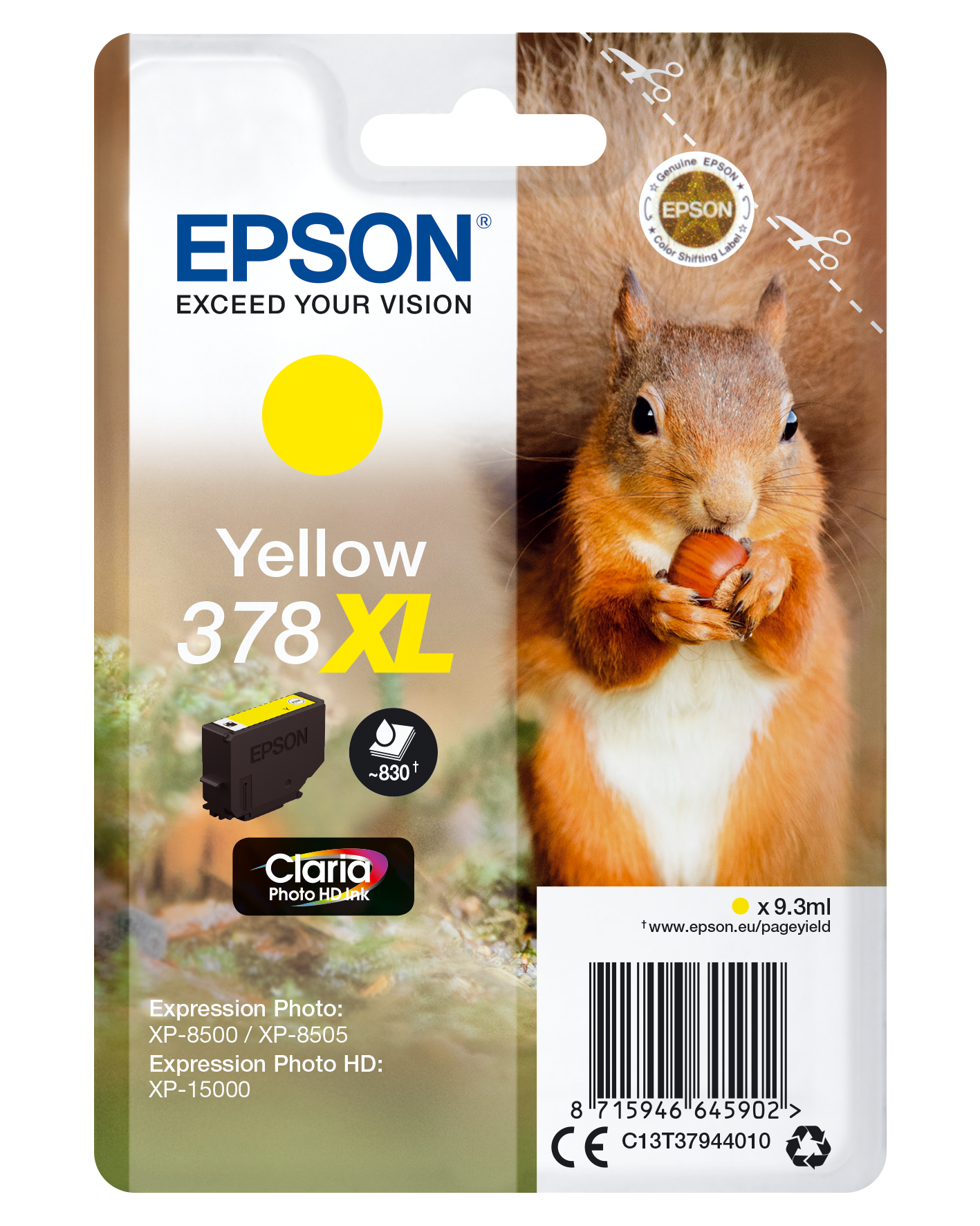 Singlepack Yellow 378XL Claria Photo HD Ink