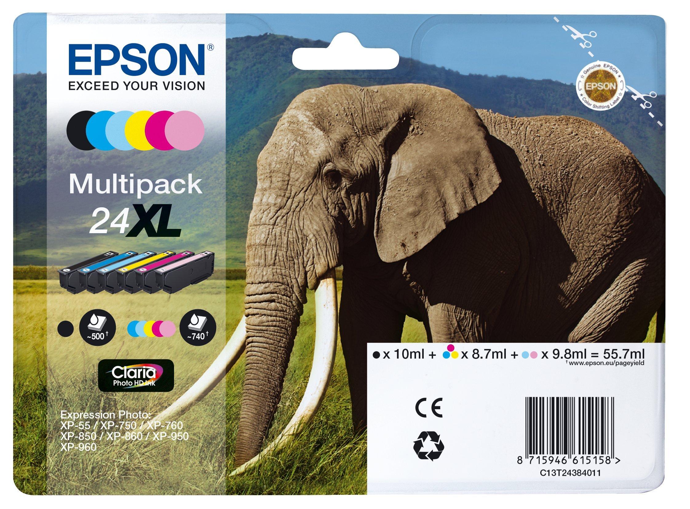 Encre Claria Photo HD multipack 6 couleurs Éléphant 24XL