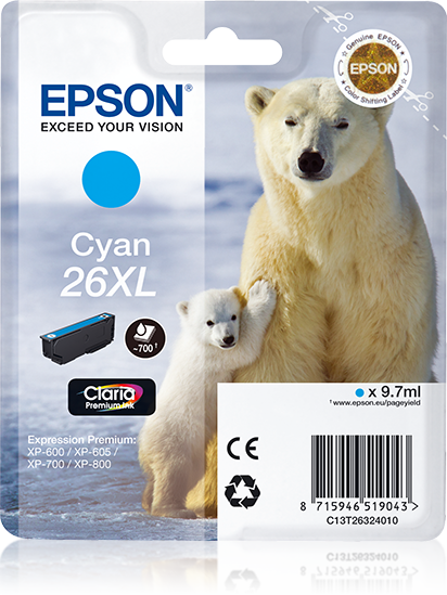 Singlepack Cyan 26XL Claria Premium Ink