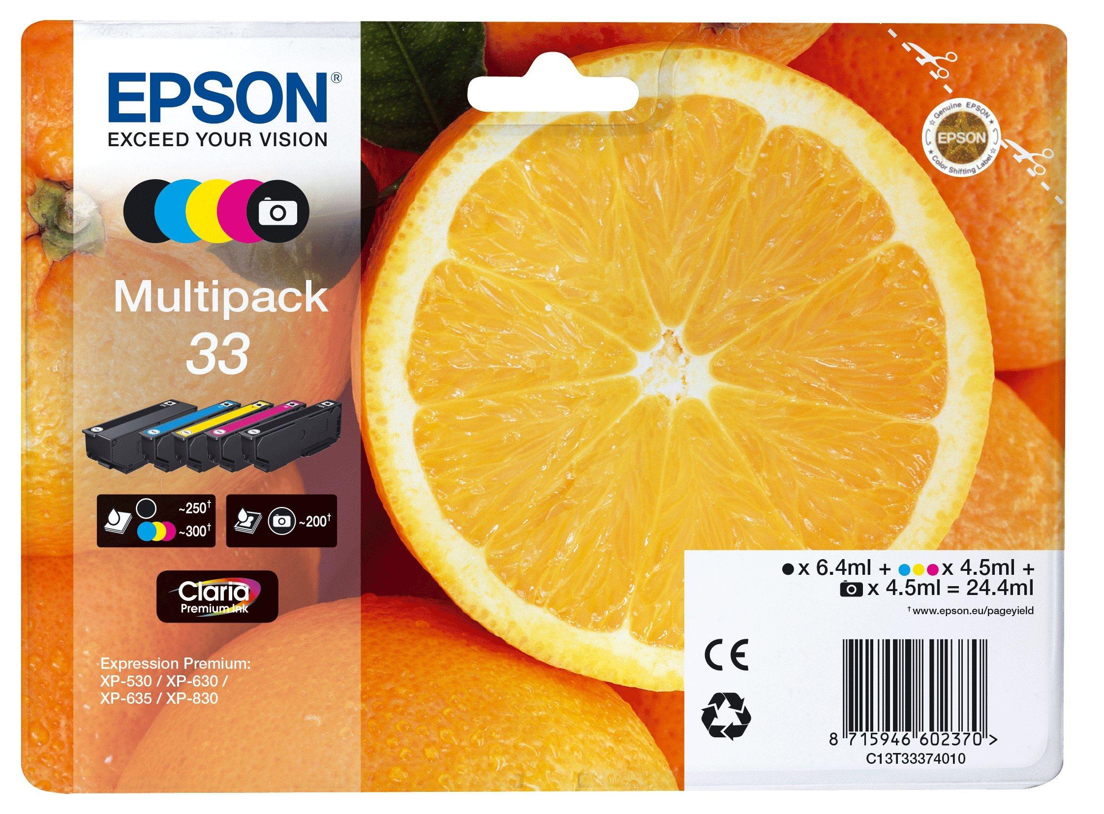 Produkte Epson | Tintenpatronen | | Tinte Premium Papier 5 & Claria Multipack Österreich Tinte | Orange 33 Farben