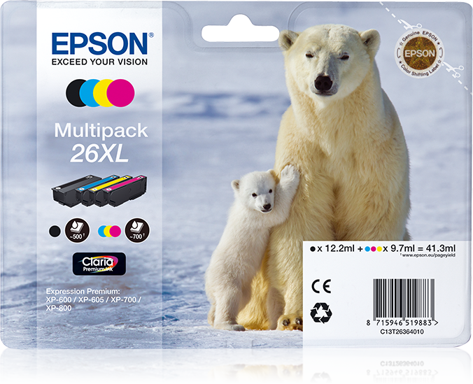Cartouche d'encre Epson Pack Ours Polaire 4 couleurs XL - PACK OURS XL 4CL