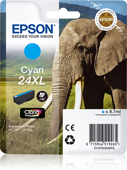 Singlepack Cyan 24XL Claria Photo HD Ink