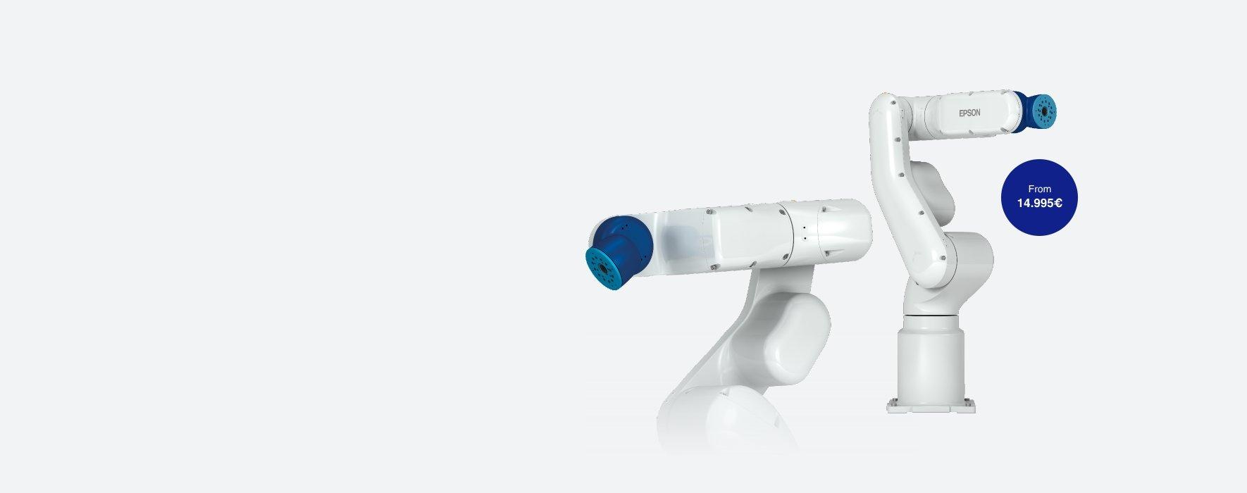 Two ProSix VT-Series robots displayed against a white background. There is a label "from 14.995 €"