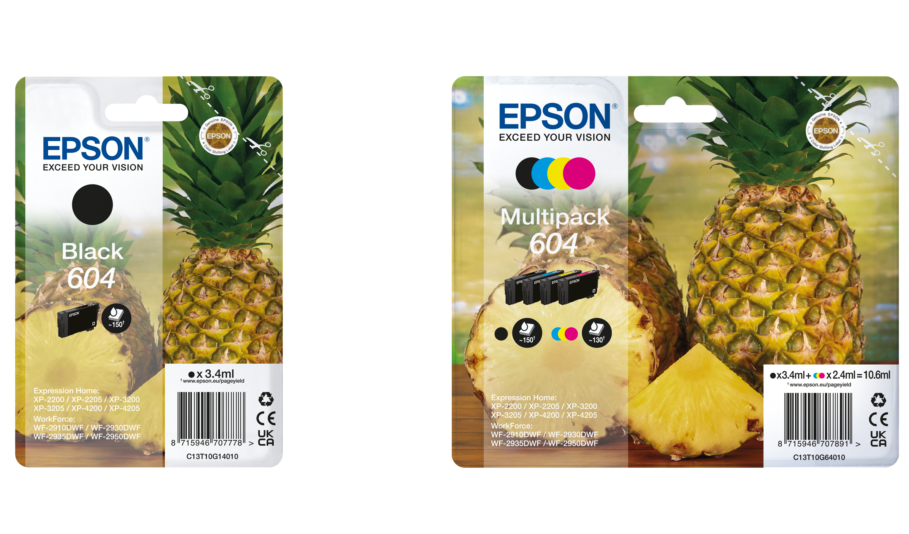 Original Epson 604, 604XL, Pineapple Multipack Ink Cartridge T10H9