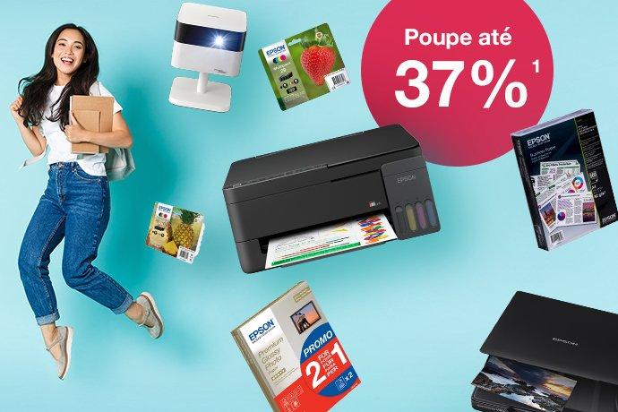 Back to UNI promotions image with a woman, printer and inkies.