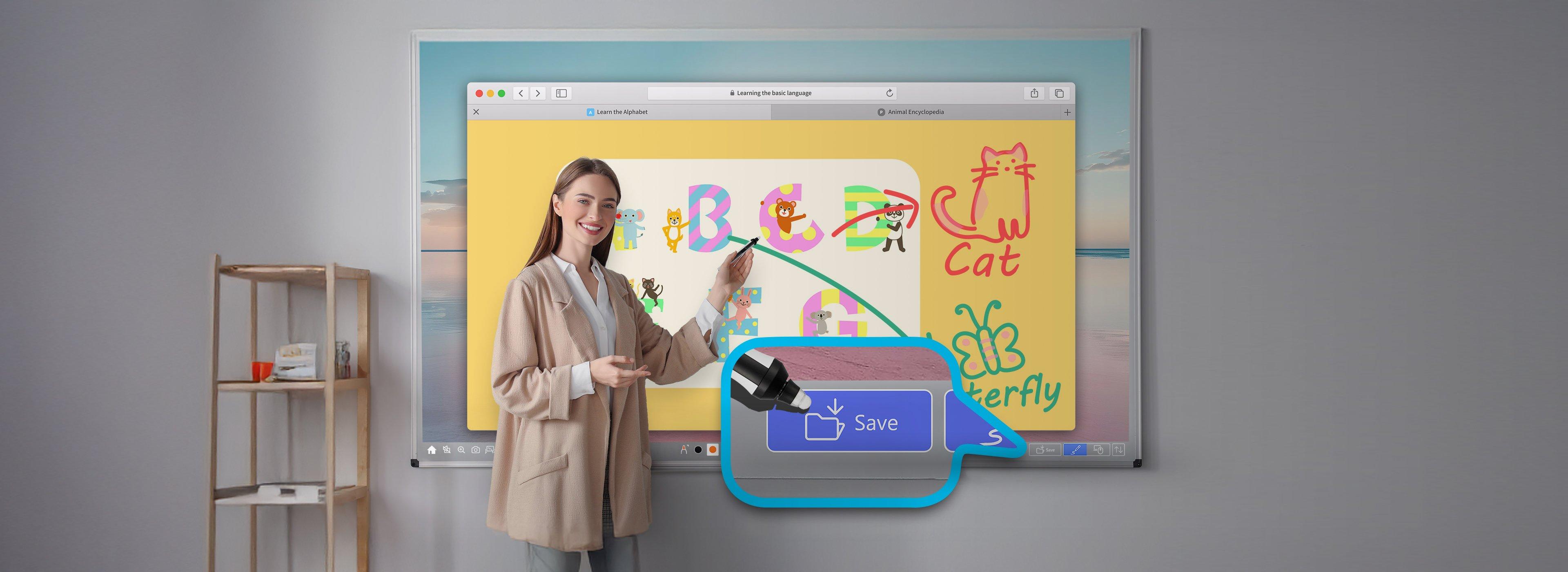 Classrom with kids and an image of a projector