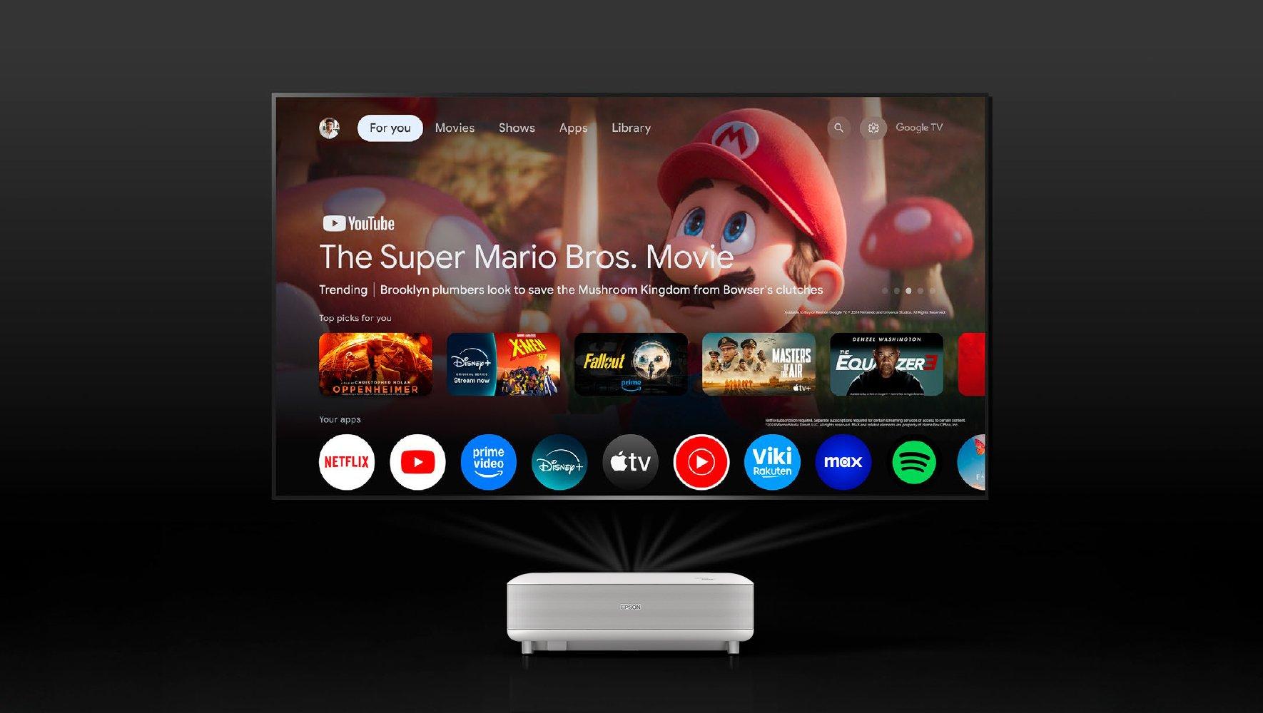 A projector displaying an image on a wall.