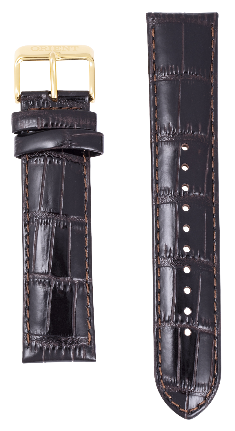 Bracelet en cuir marron de 21 mm avec boucle dorée