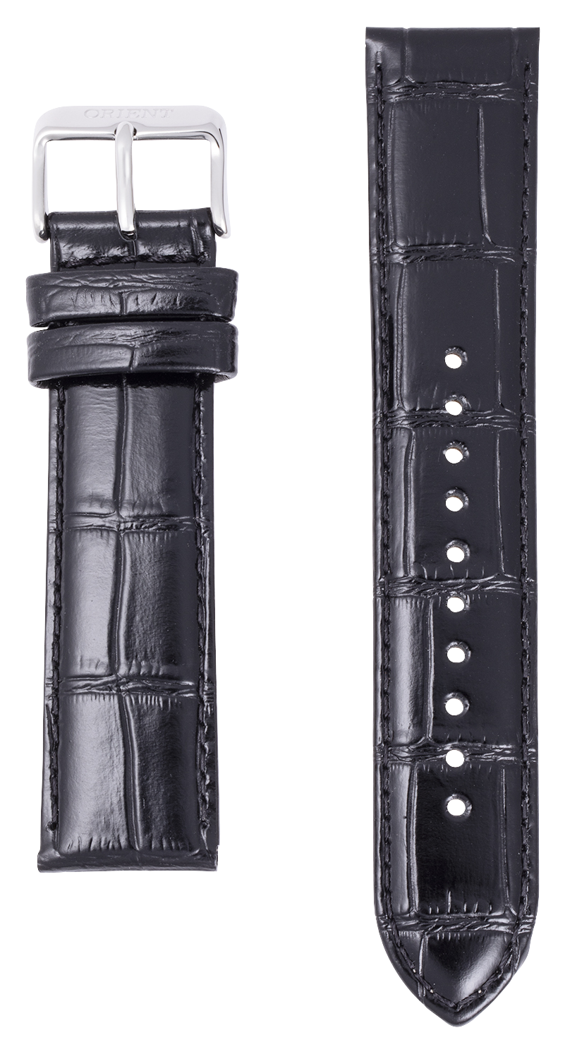 Bracelet en cuir noir de 21 mm