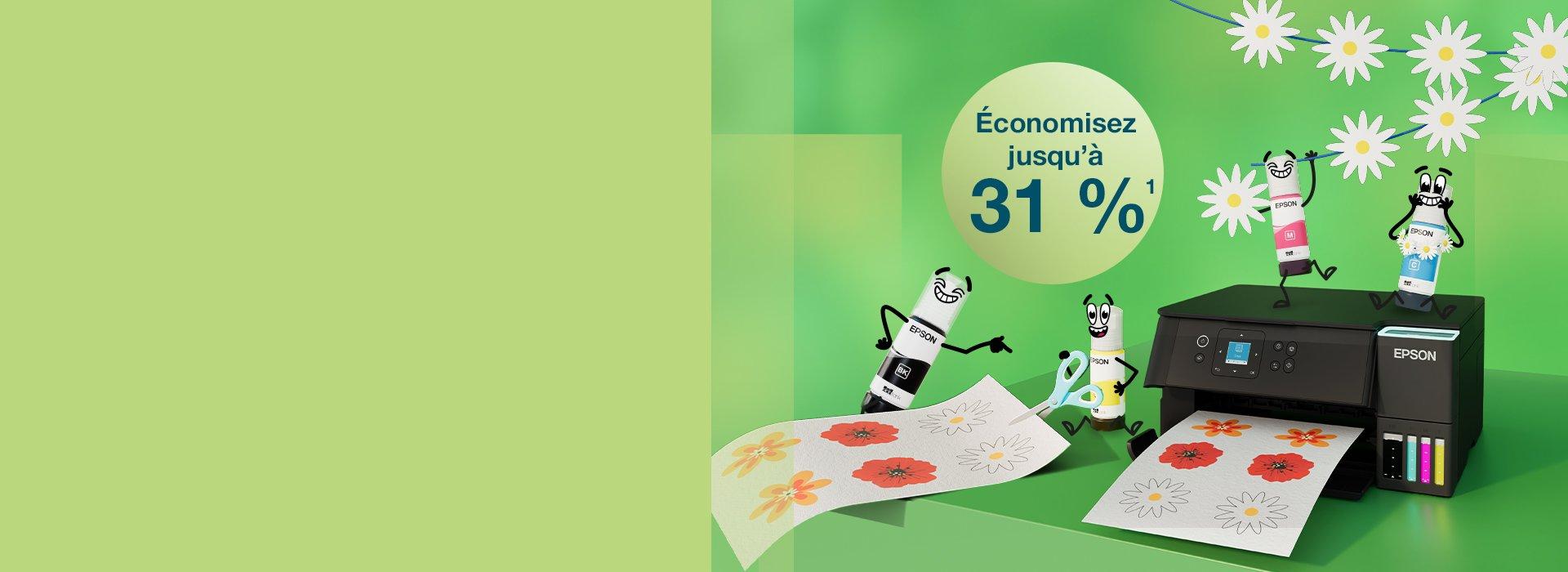 Spring Sale banner with Printer and Inkies