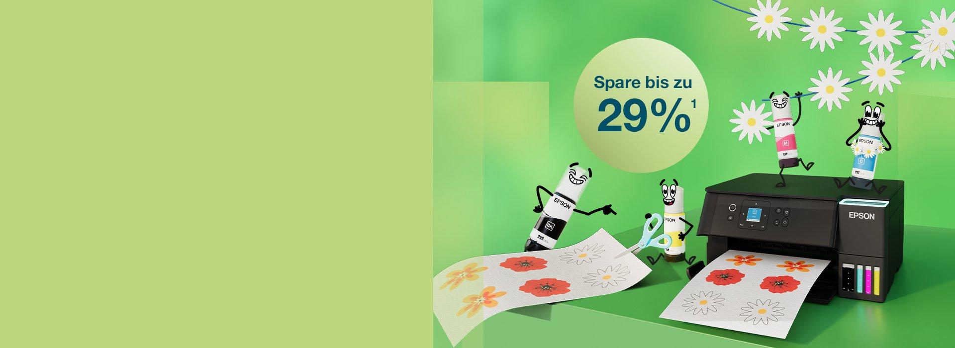 Spring Sale banner with Printer and Inkies