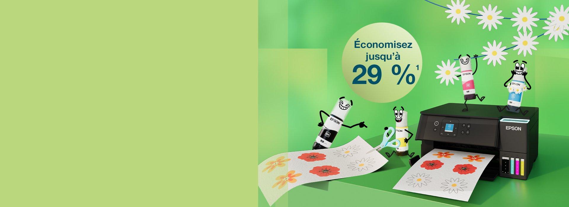 Spring Sale banner with Printer and Inkies