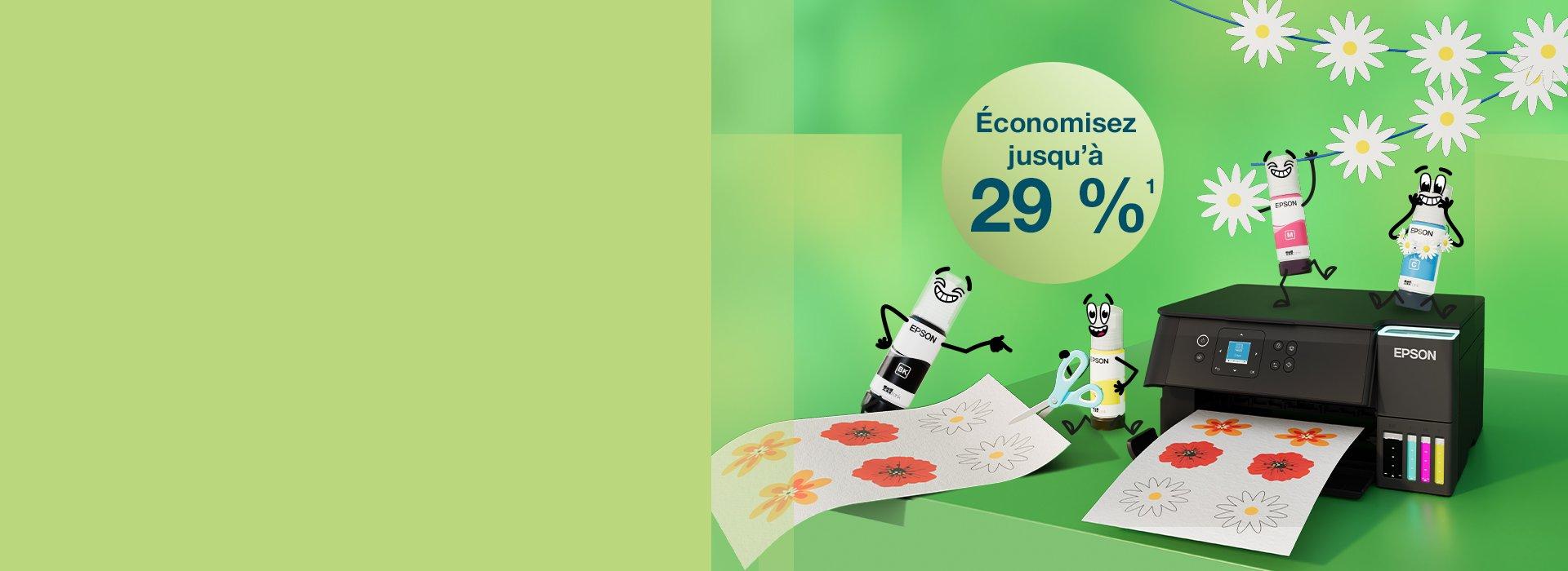 Spring Sale banner with Printer and Inkies