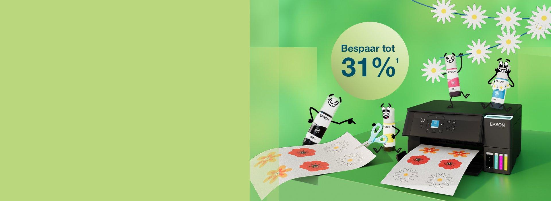 Spring Sale banner with Printer and Inkies