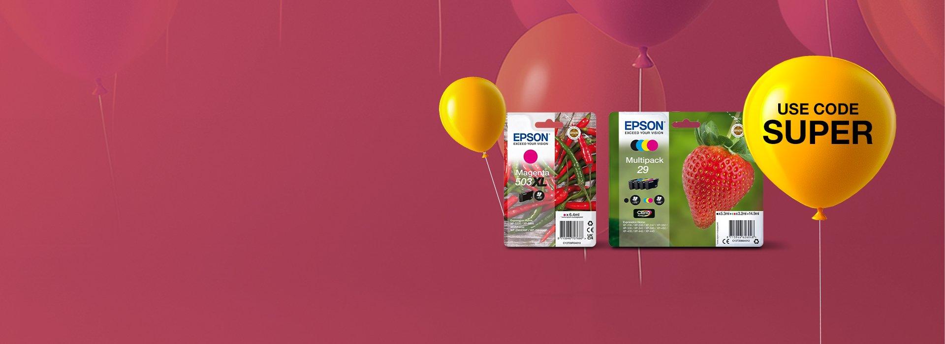 Inkfinder Super Savings Banner with balloon