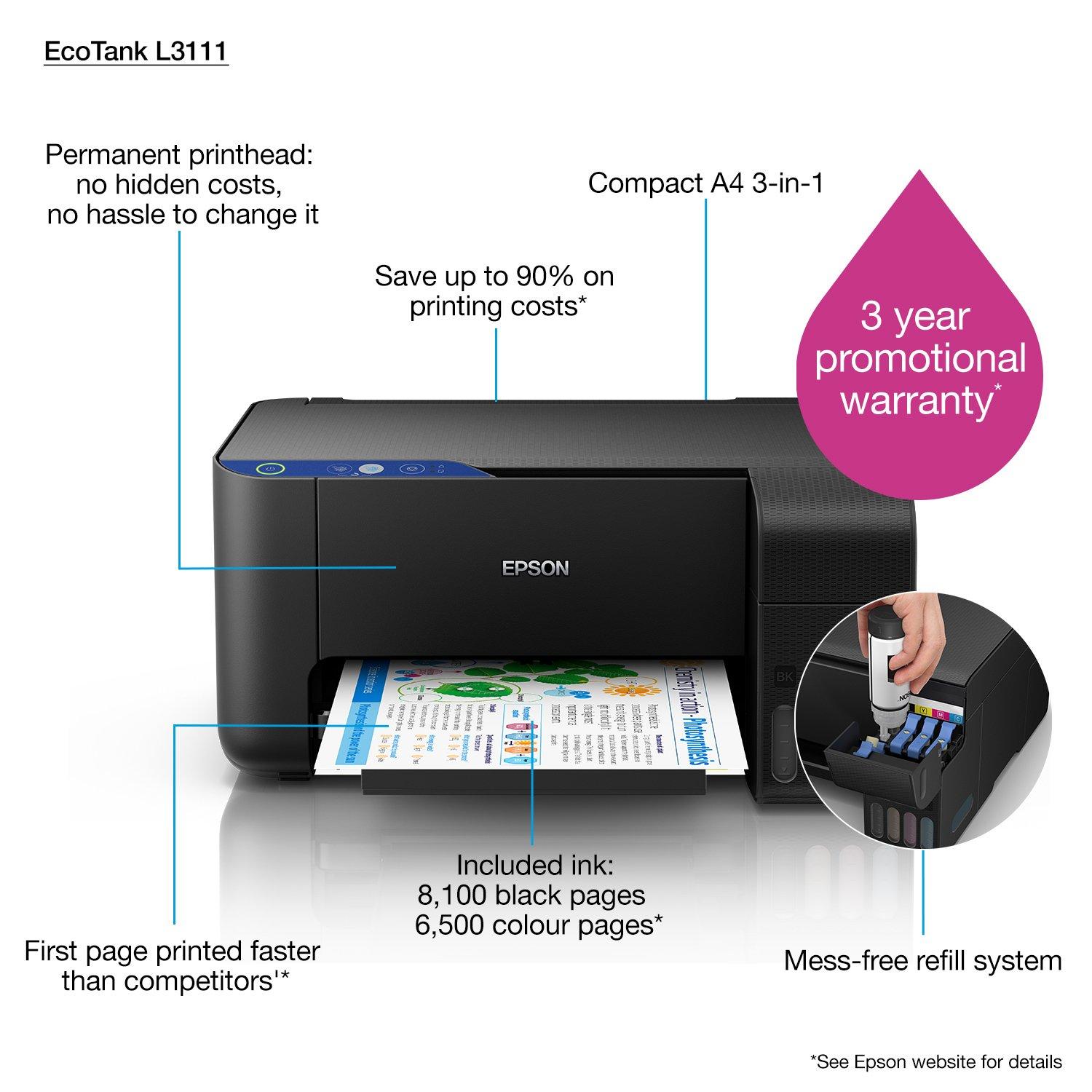 Imprimante Jet d Encre à Réservoir Intégré EPSON ECOTANK L3111