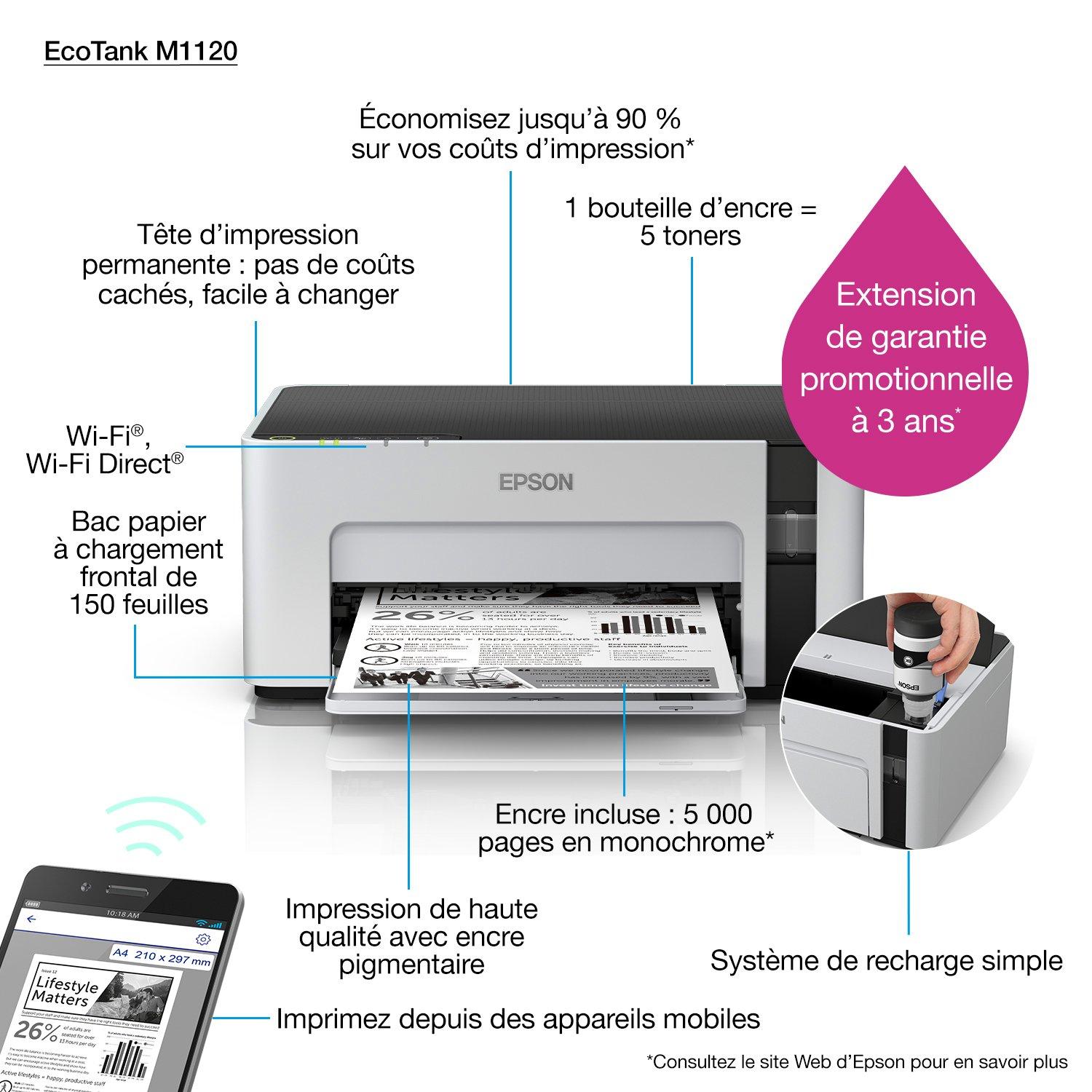 Imprimante monochrome EcoTank ET-M1120 – Laoufi Informatique