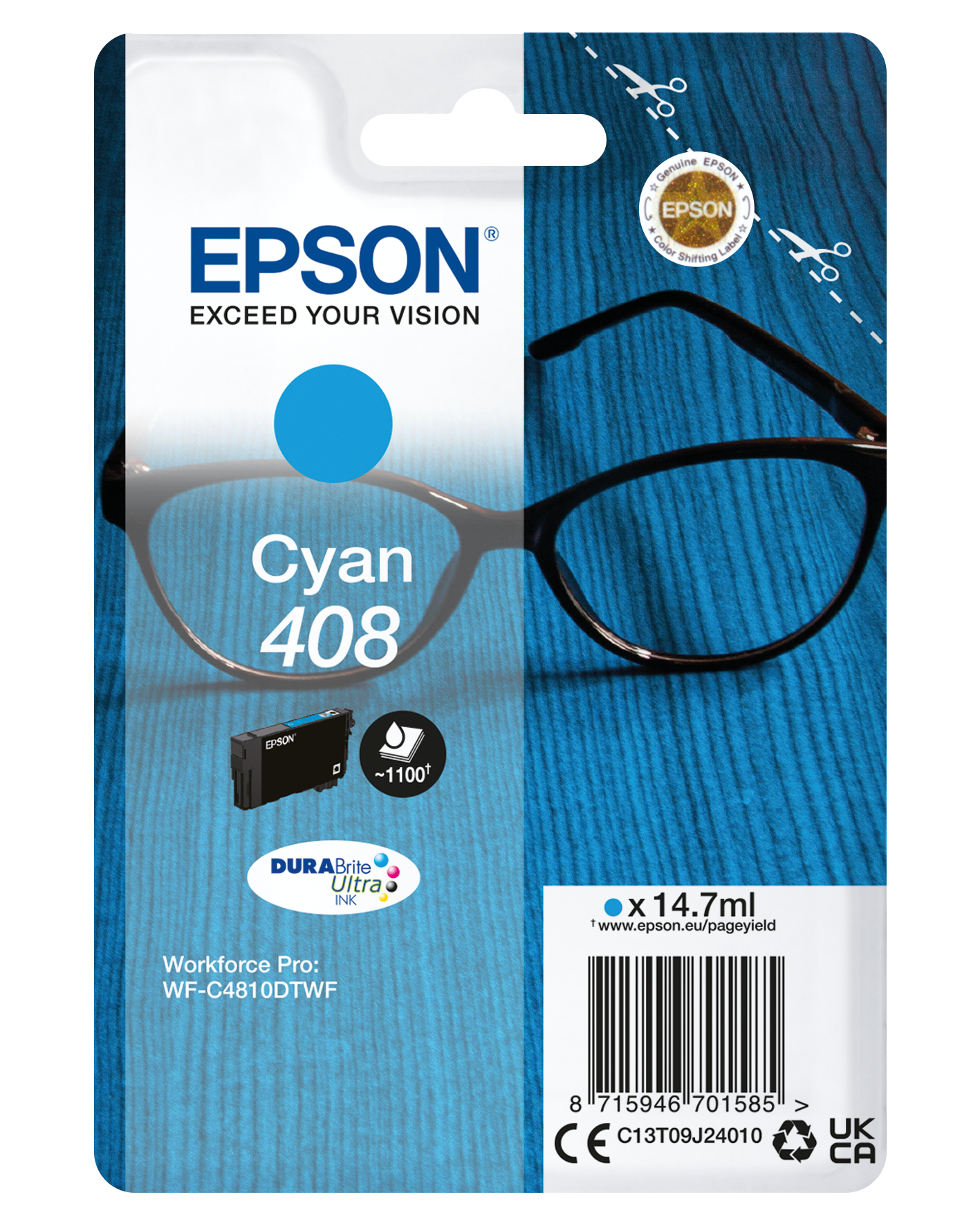 fordom sammensatte præmedicinering Singlepack Cyan 408 DURABrite Ultra Ink | Ink Consumables | Ink & Paper |  Products | Epson Europe