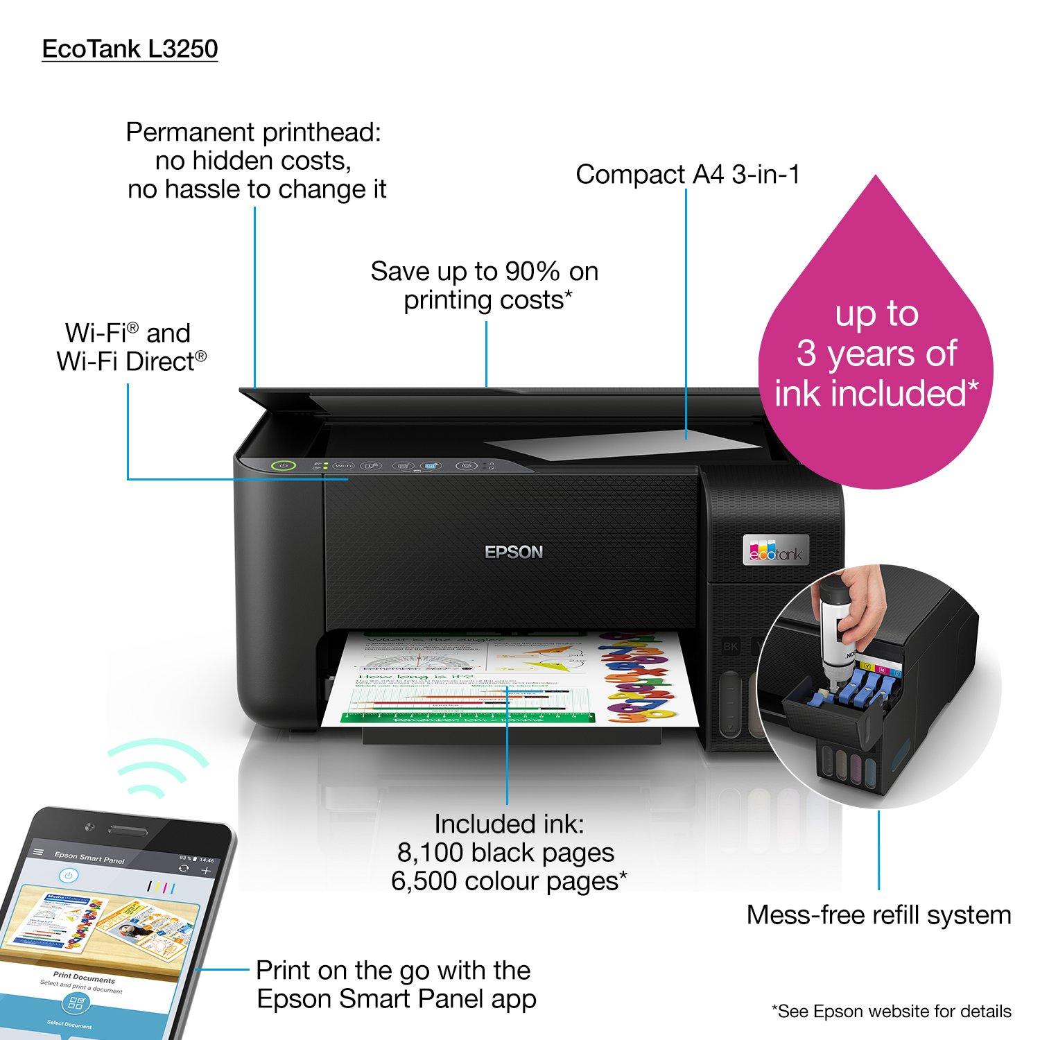 Imprimante Epson L3250 ou L3251 Format A4 Sublimation + wifi -  supplytechmaroc