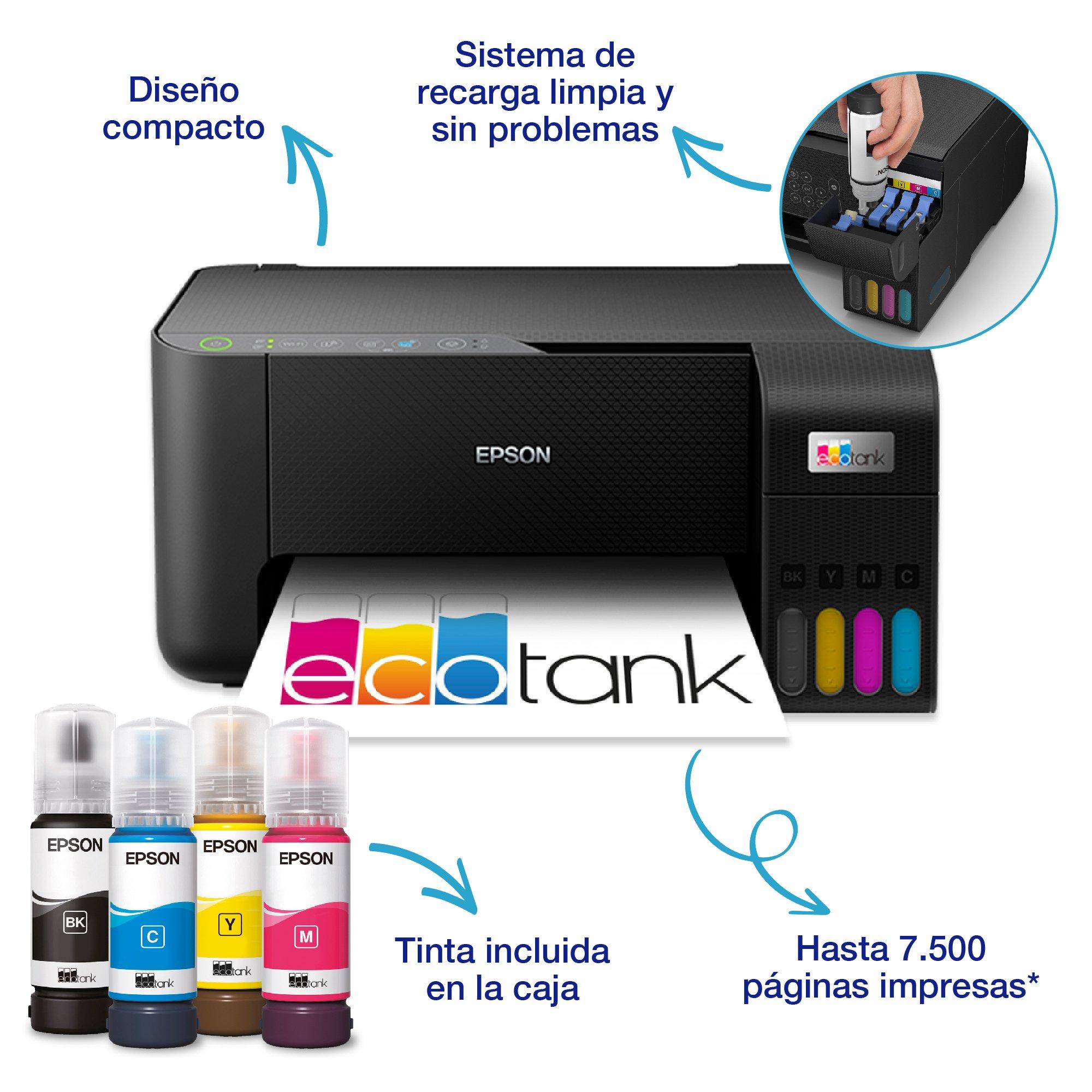 Impresora multifunción  Epson EcoTank ET-2814, Con depósito recargable,  Hasta 3 años de tinta incluida, Conexión Wi-Fi, 5 años garantía, Negro