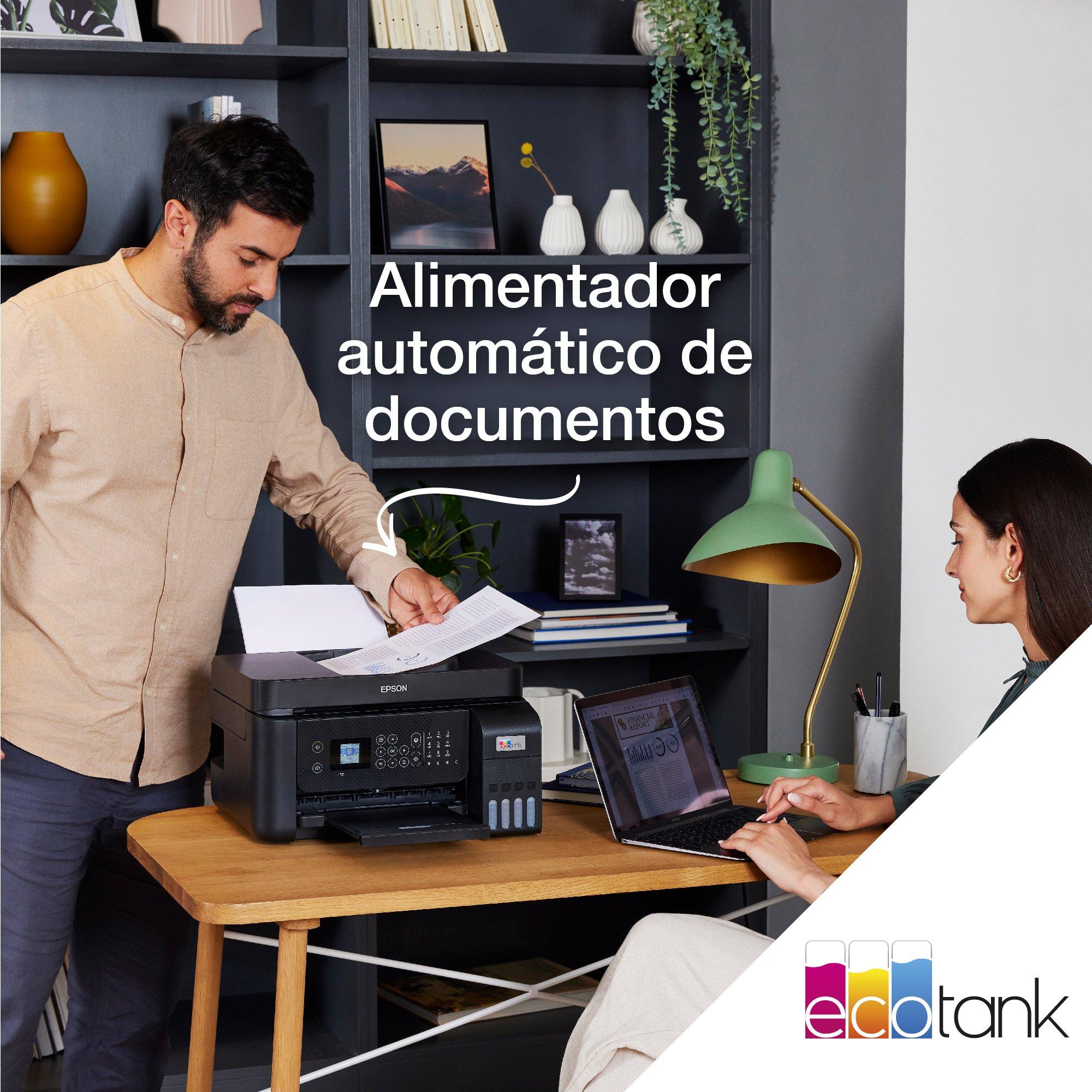  Epson EcoTank ET-4800 Impresora inalámbrica todo en uno  Supertank sin cartuchos con escáner, copiadora, fax, ADF y Ethernet, ideal  para tu oficina en casa, color blanco : Productos de Oficina