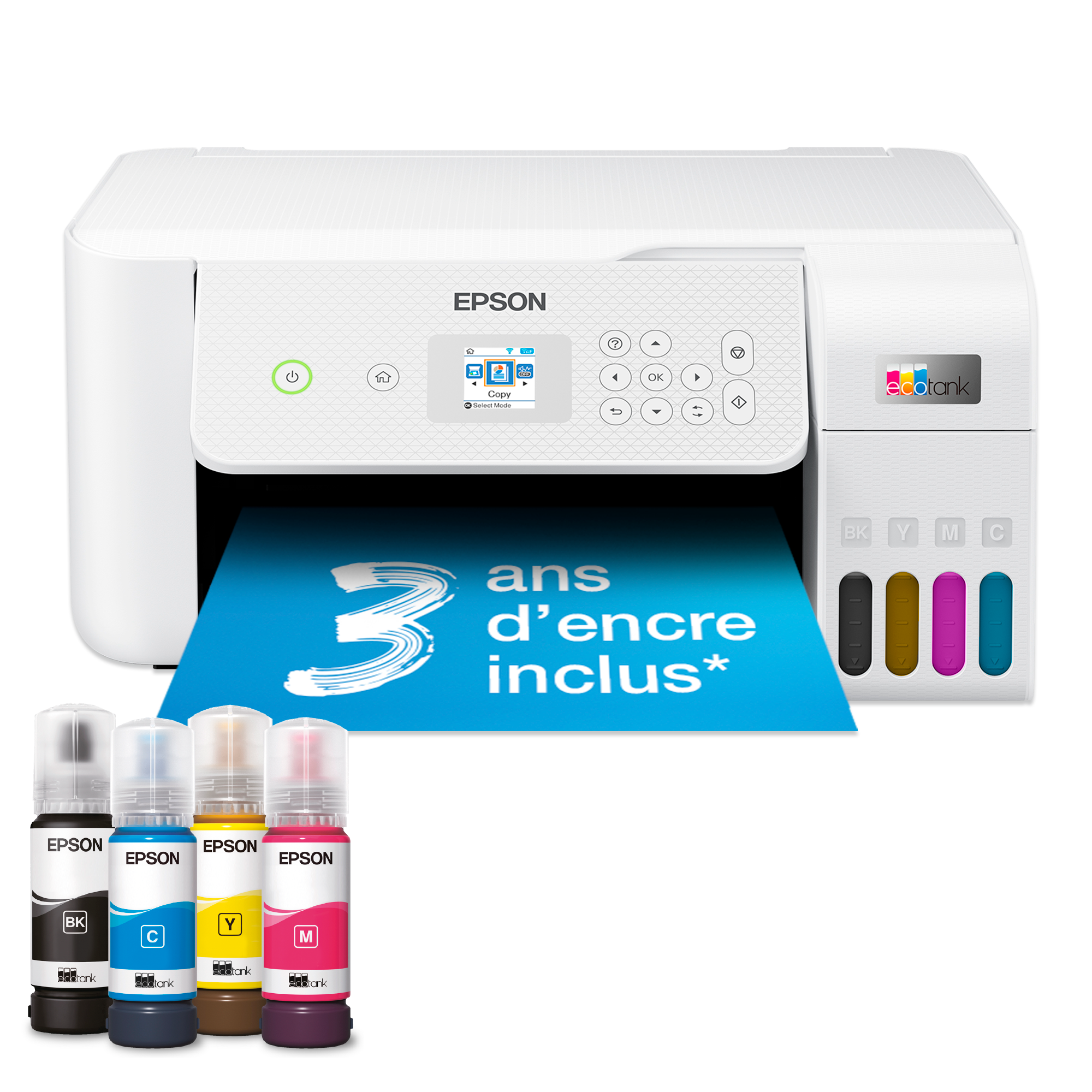 Imprimante multifonction A4 Wi-Fi EcoTank ET-2826 équipée de réservoirs d’encre, avec jusqu’à 3 ans d’encre inclus